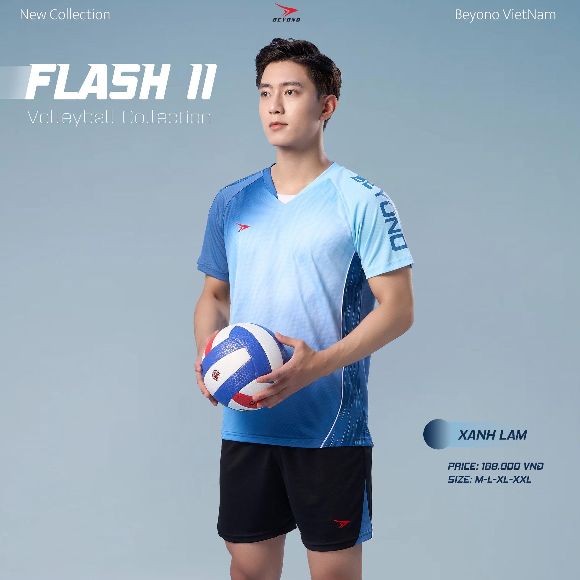 Quần Áo Bóng Chuyền Beyono Flash Lam Thun Mè Thoáng Khí Thể Thao Đương Đại