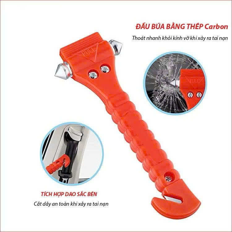 Búa Phá Kính Ô Tô GCAR Thép Cacbon Kèm Dao Cắt Dây Đai_thumbnail_11