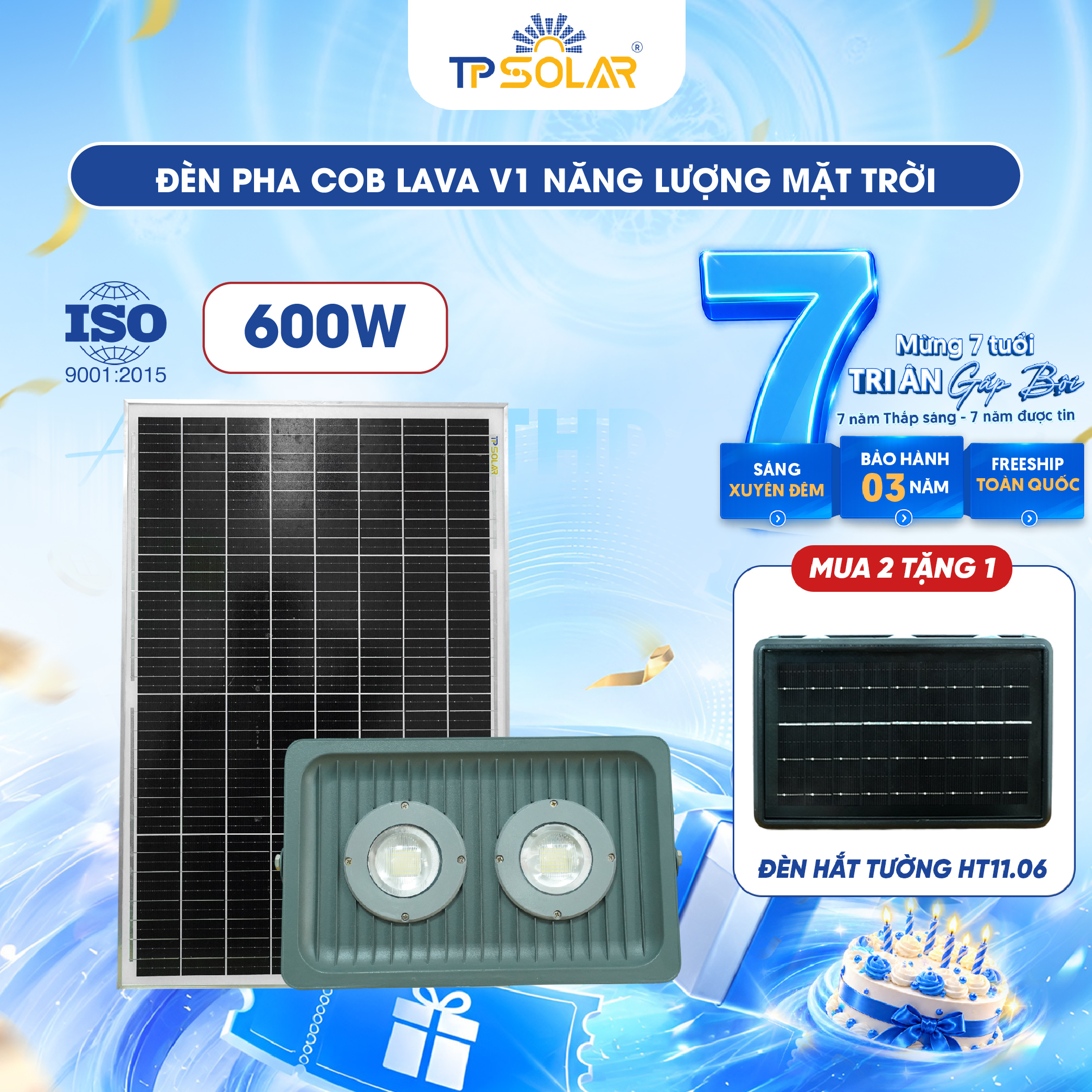 Đèn pha COB LAVA V1 năng lượng mặt trời TP SOLAR PRO CO21