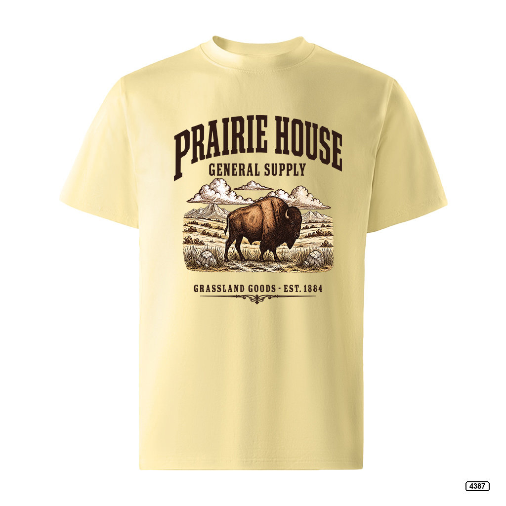 Áo thun nam Prairie House Buffalo form rộng vintage TeePrint 4387_thumbnail_9