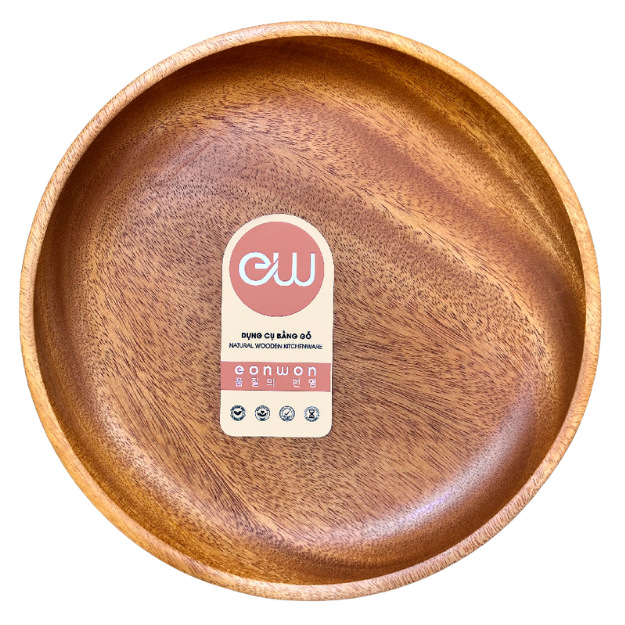Dĩa tròn gỗ xà cừ Eonwon 20cm DC-EW300
