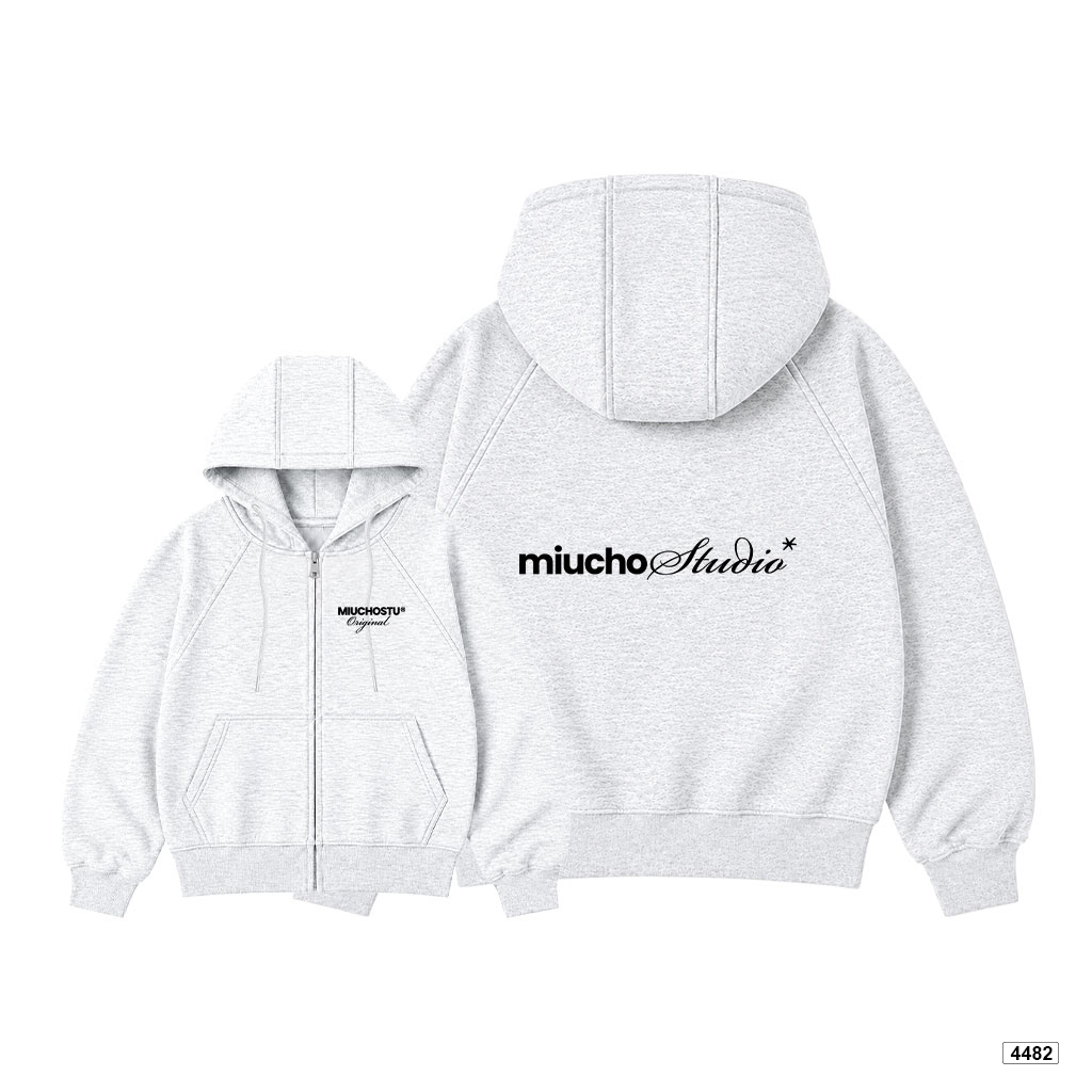Áo hoodie zip Miucho form rộng basic nỉ 2 da in typography 4482_thumbnail_0