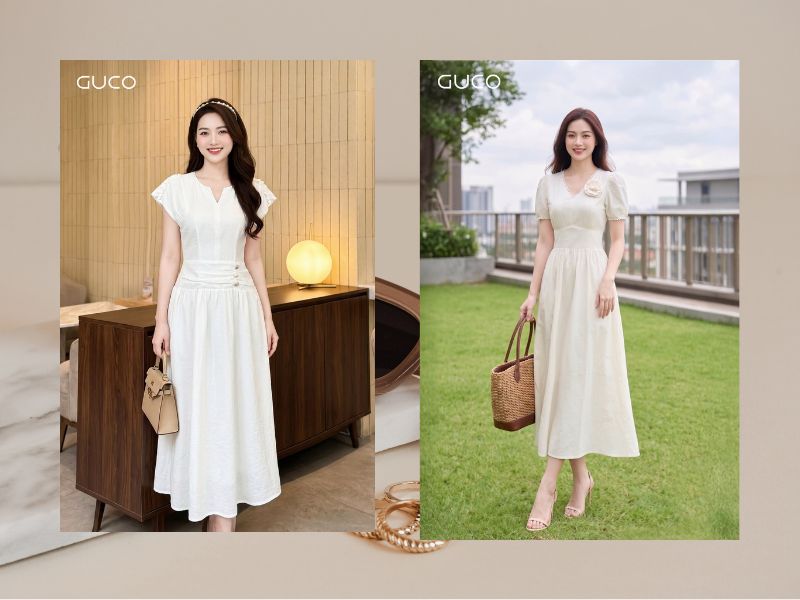 6 cách phối váy trắng tiểu thư trễ vai cho nàng lung linh hơn