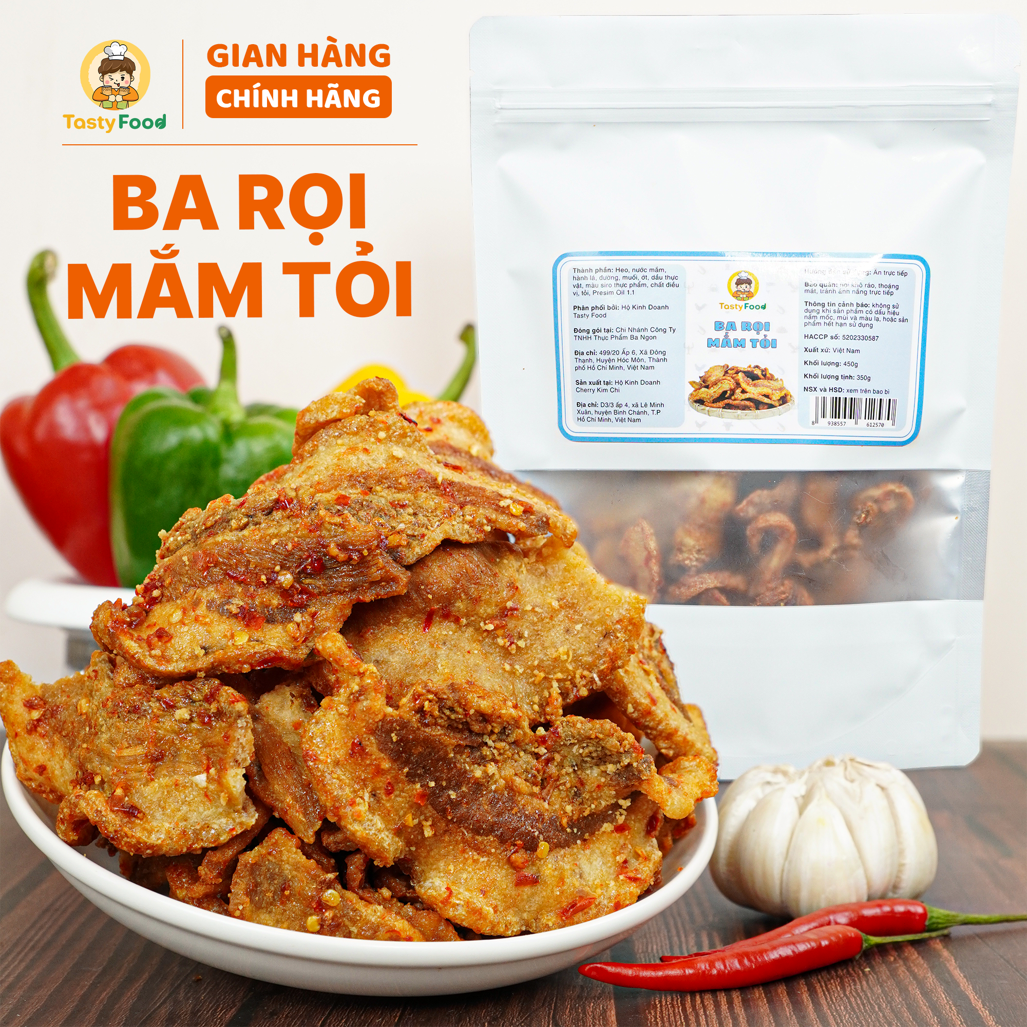 Ba rọi mắm tỏi Tasty Food - Túi zip 500g - Hút chân không