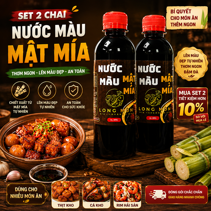 Combo 2 Chai Nước Màu Mật Mía Bu Phương 399G – Nước Hàng Kho Cá, Thịt - BP14-2