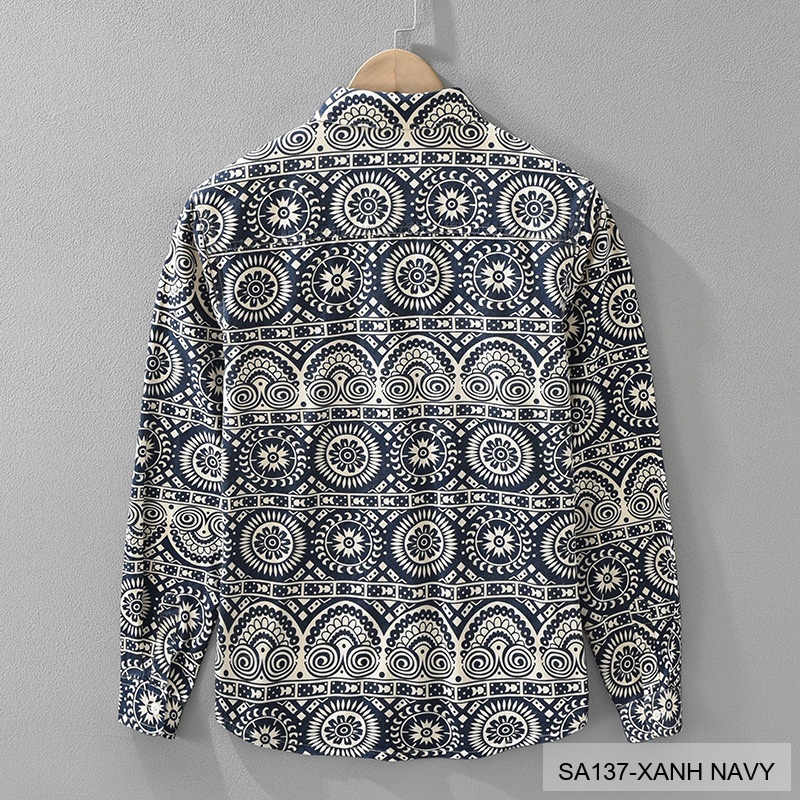 SA137 - Áo Sơ Mi Nam Tay Dài Phong Cách Nhật Bản In Họa Tiết Nghệ Thuật, Chất Cotton Mềm Mại_thumbnail_1