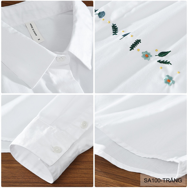 SA100 - Áo sơ mi dài tay nam phong cách Hàn Quốc, cổ ve, thêu hoa nhẹ nhàng, chất cotton mềm mại_thumbnail_6