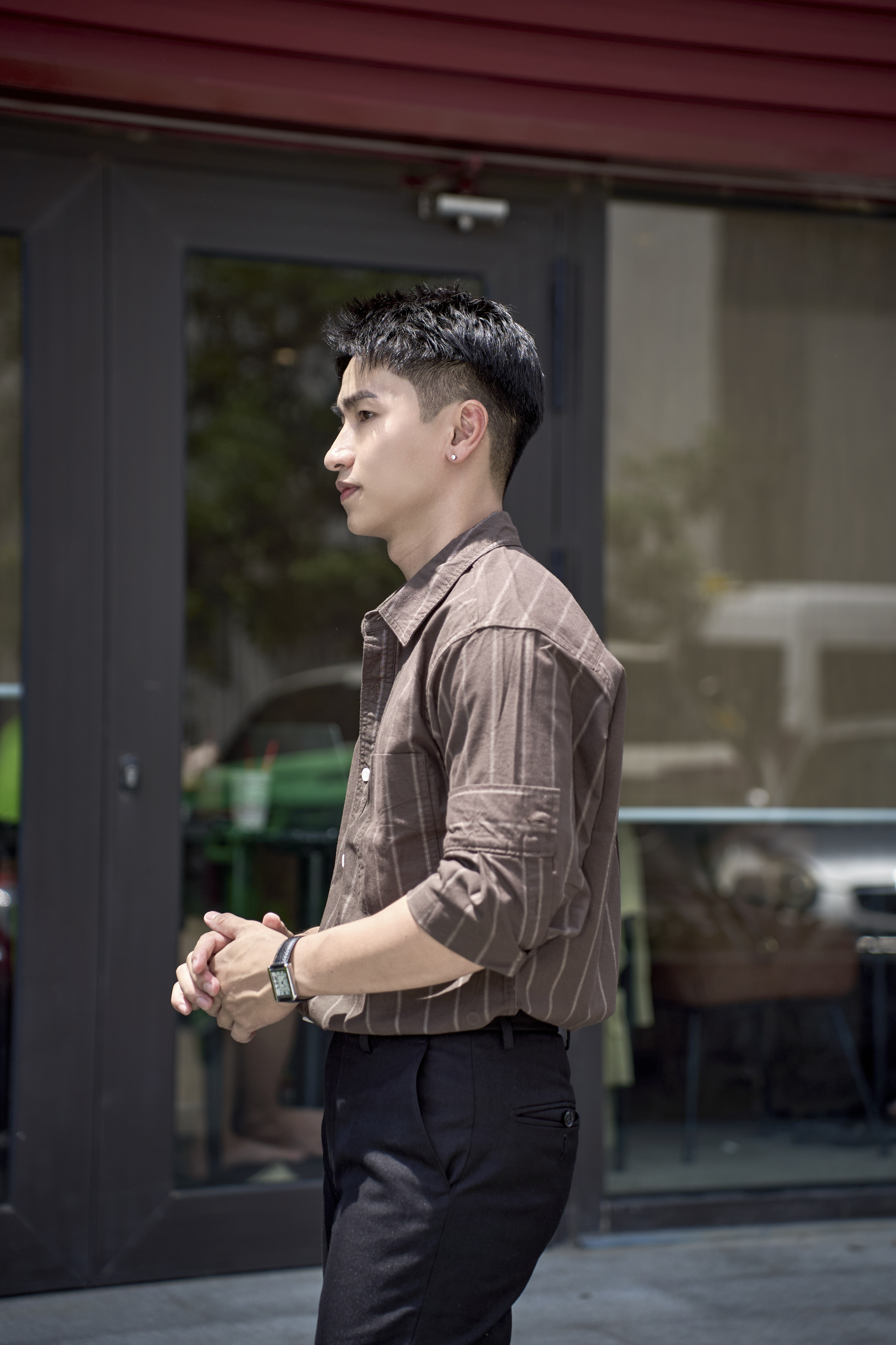 SA131 - Áo sơ mi nam kẻ sọc kiểu Nhật dáng rộng, phong cách văn học, thoải mái hàng ngày_thumbnail_16