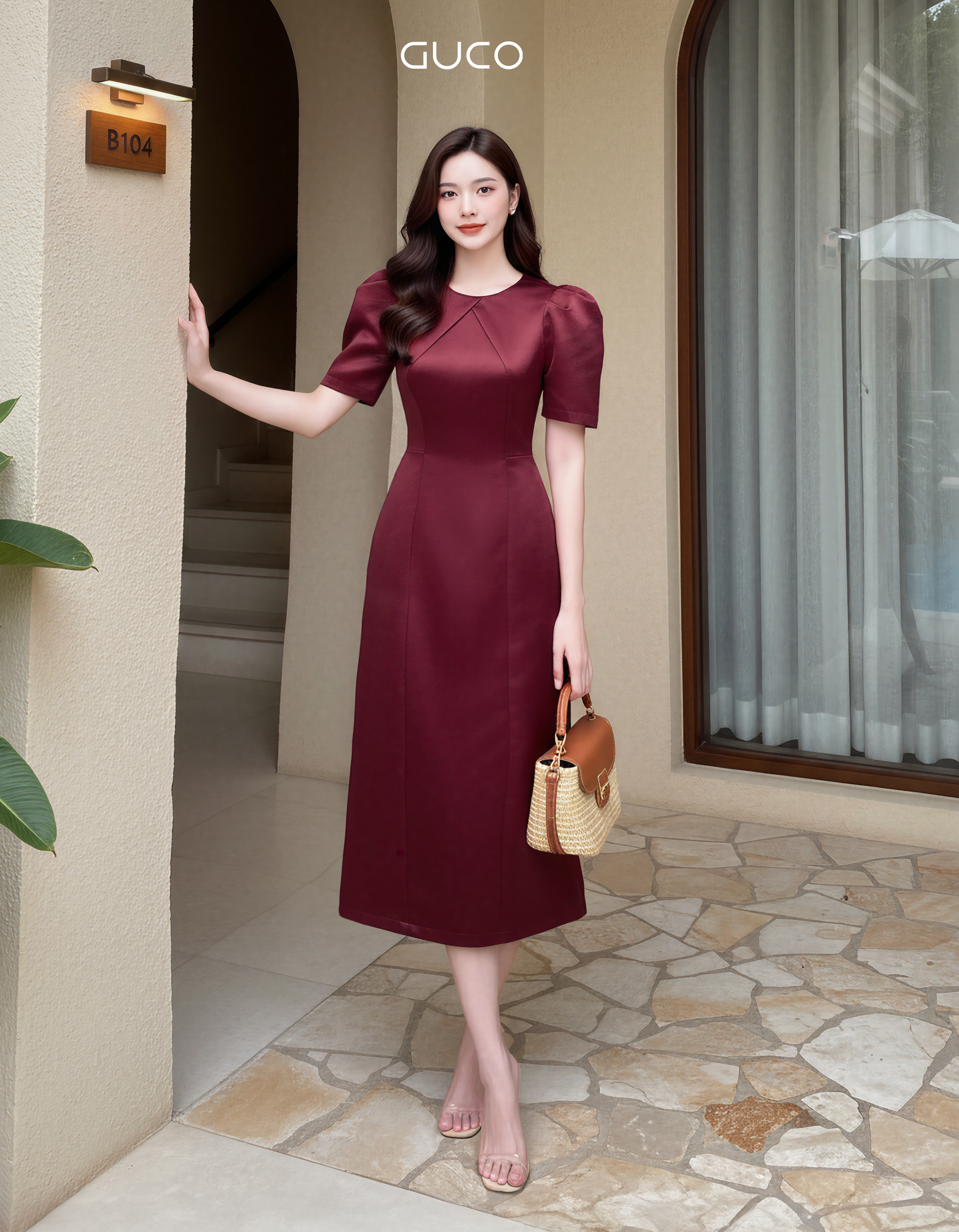 GUCO Đầm A Đỏ Ruby Thanh Lịch_thumbnail_1