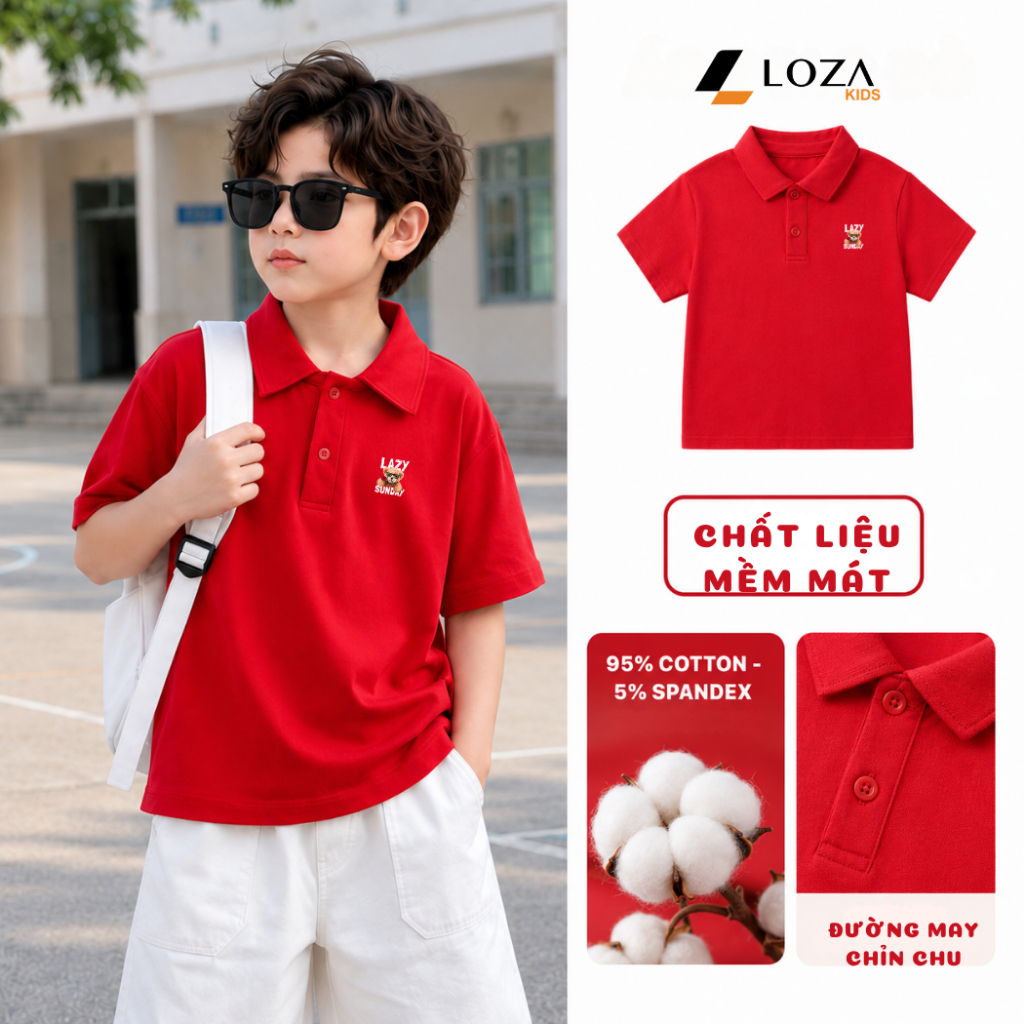Áo polo bé trai hình Gấu LAZY - Loza Kids PL3645_thumbnail_4