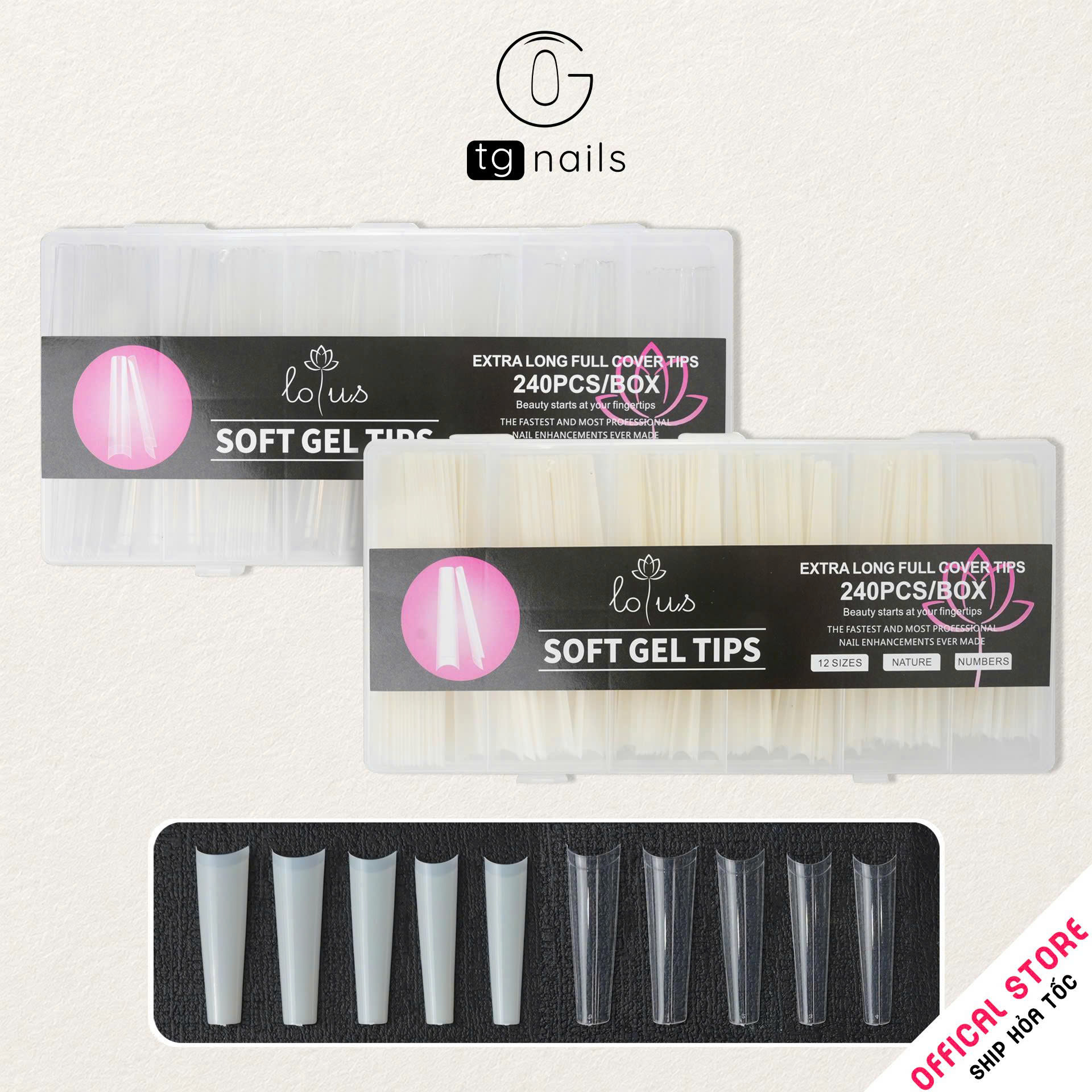 Nail accessories: Artificial nails, size (L1.2-2.5*1.3)cm (+/-10%), Lotus brand - ladder-shaped extension nails.