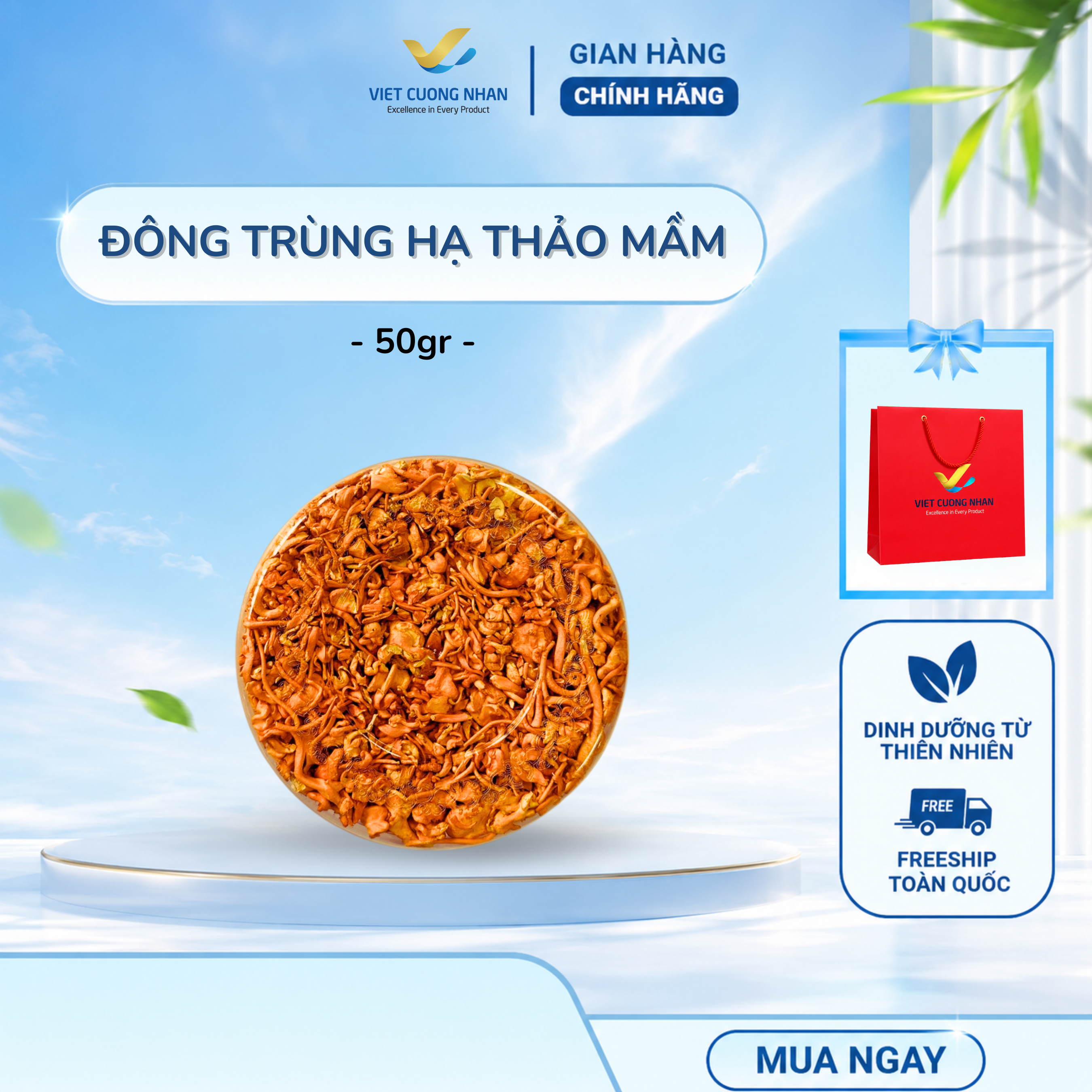 [D3] NẤM ĐÔNG TRÙNG HẠ THẢO LOẠI VỤN - HỘP 50GR