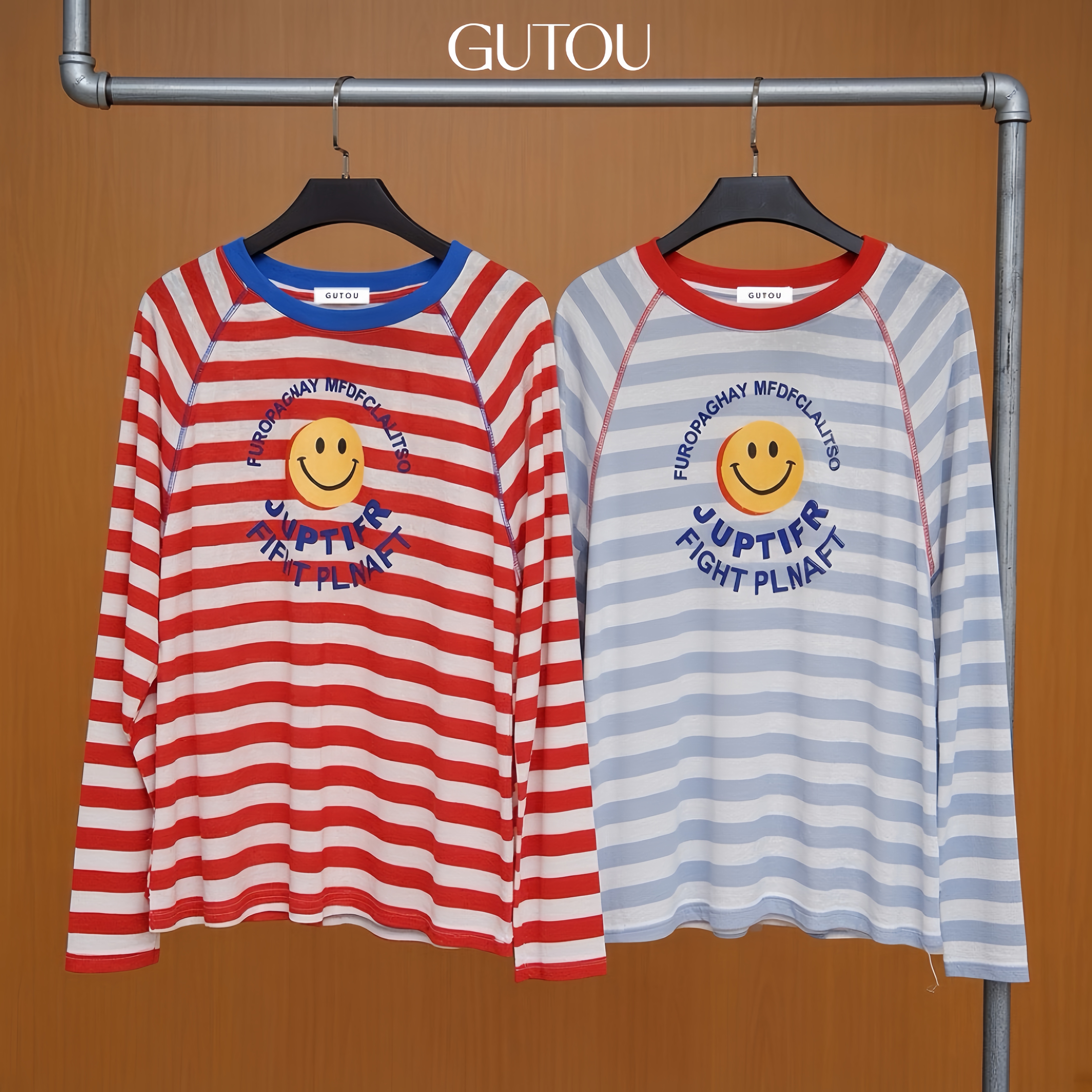 [ GUTOU ] Áo Thun Tay Dài Sọc Ngang Form Rộng Graphic Tee_thumbnail_7