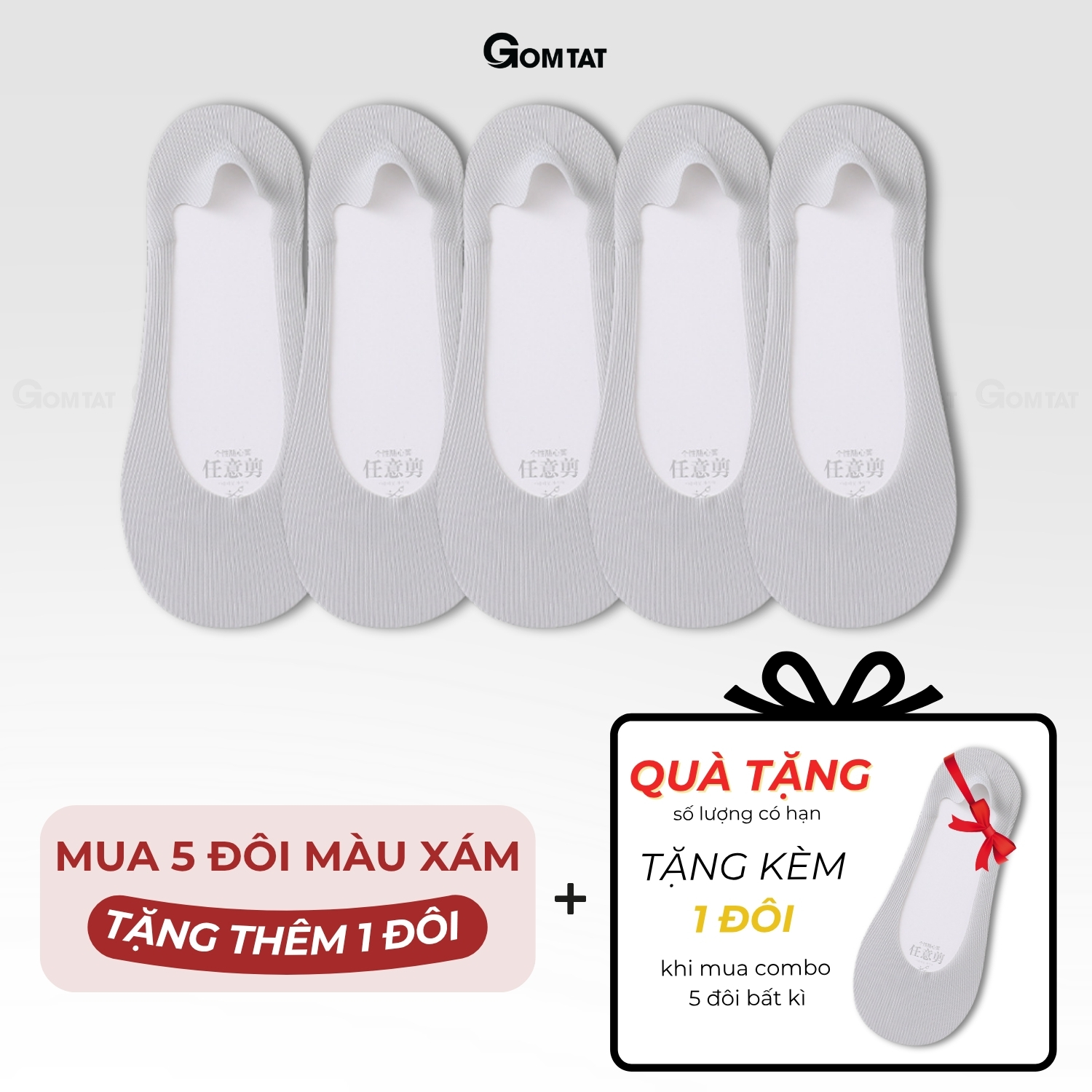Combo tất đi giày lười nữ GOMTAT, có đệm silicon chống tuột gót, chất liệu cotton êm chân - KOL-1302_thumbnail_11
