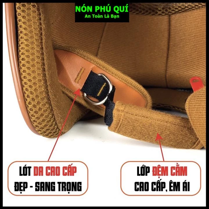 Nón bảo hiểm 3/4 kính dài thông gió đồng - Nón Phú Quí