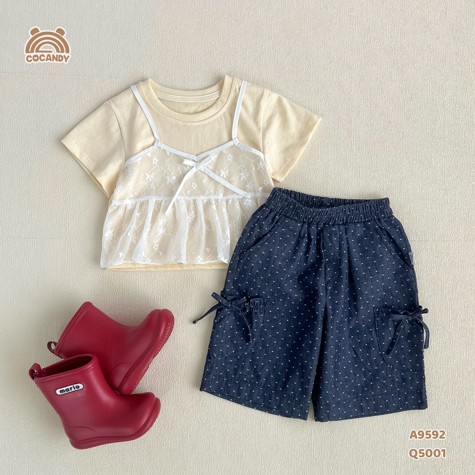 Quần lửng XANH denim chấm bi phối nơ_thumbnail_8