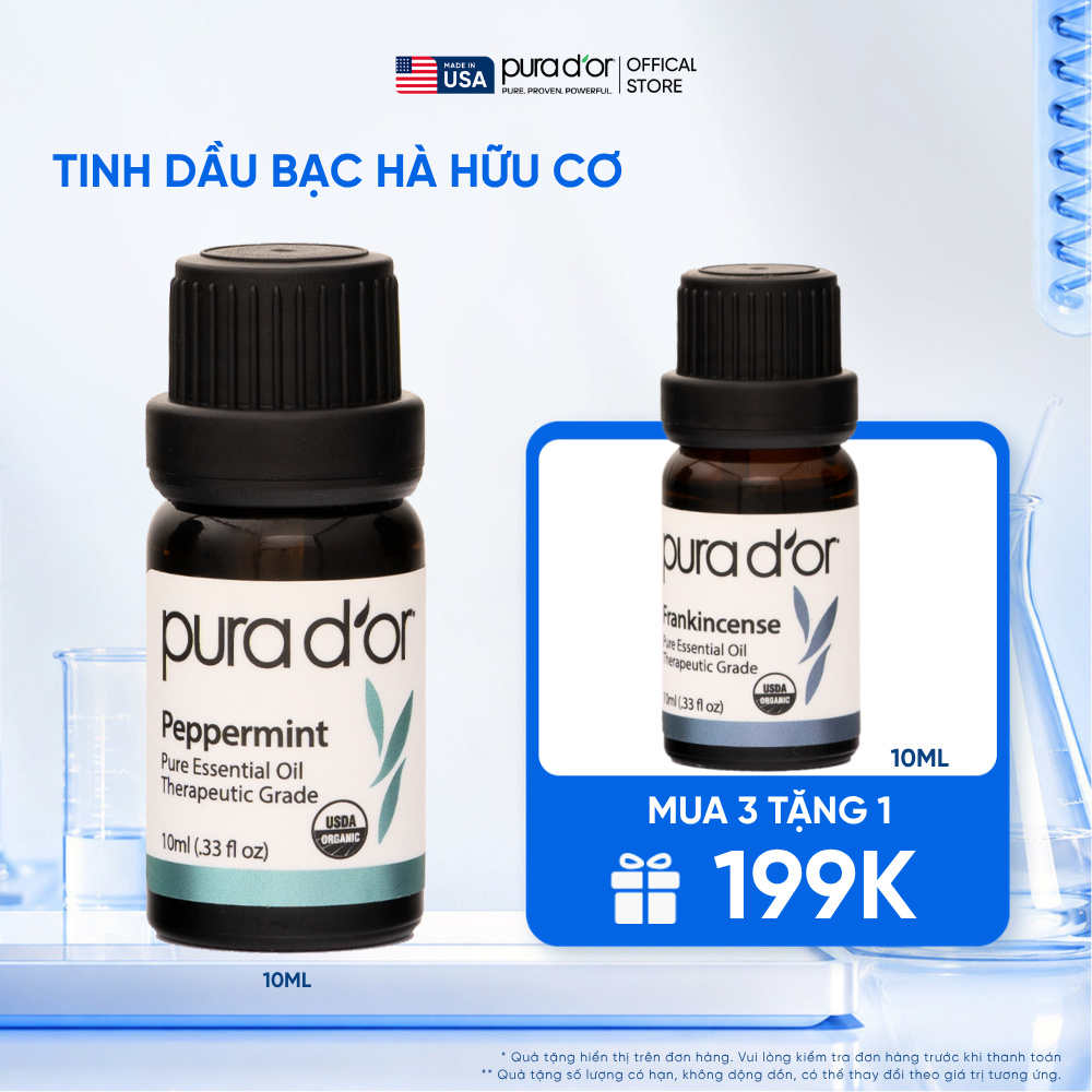 Tinh Dầu Bạc Hà Hữu Cơ PURA D’OR Therapeutic Grade Peppermint Essential Oil 10ML_thumbnail_0