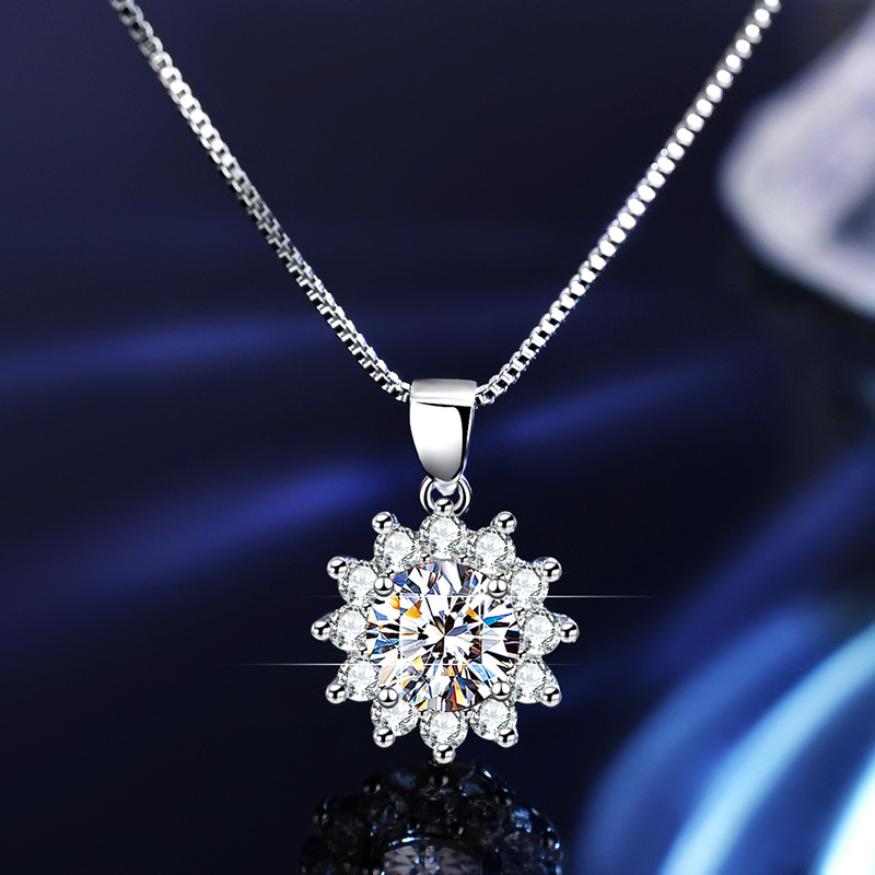 Dây Chuyền Bạc Nữ Hoa Hướng Dương Đính Đá Quý Zircon S925 Cao Cấp DCN124