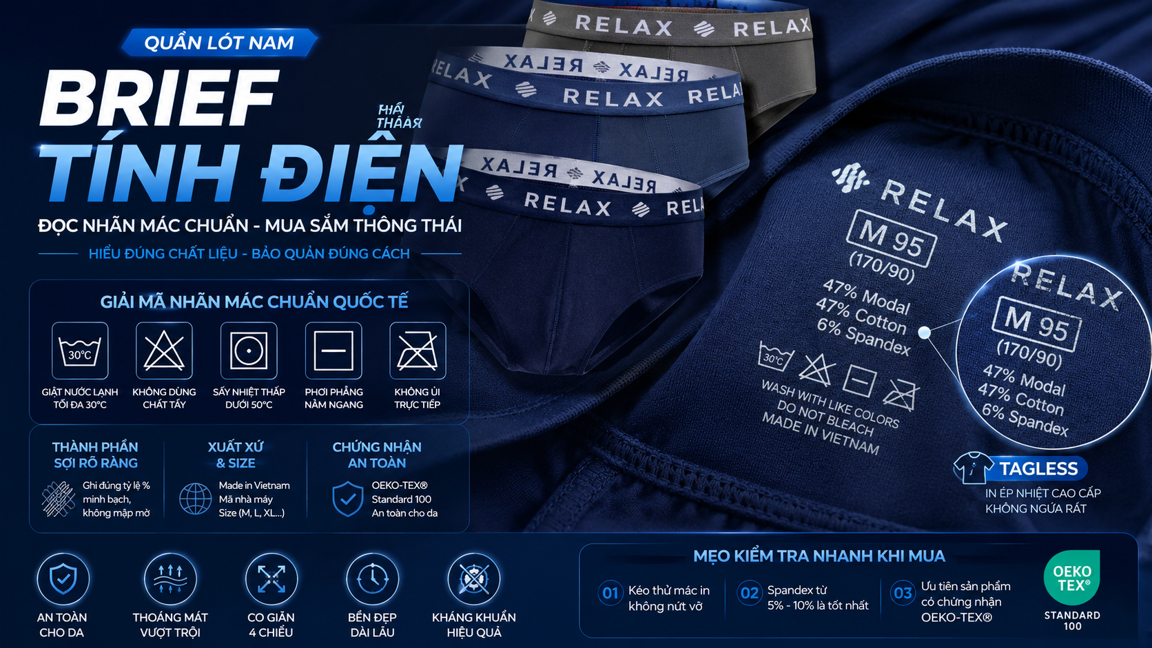 Cách Đọc Nhãn Mác (Care Label) Quần Lót Nam: Thành Phần & Ký Hiệu