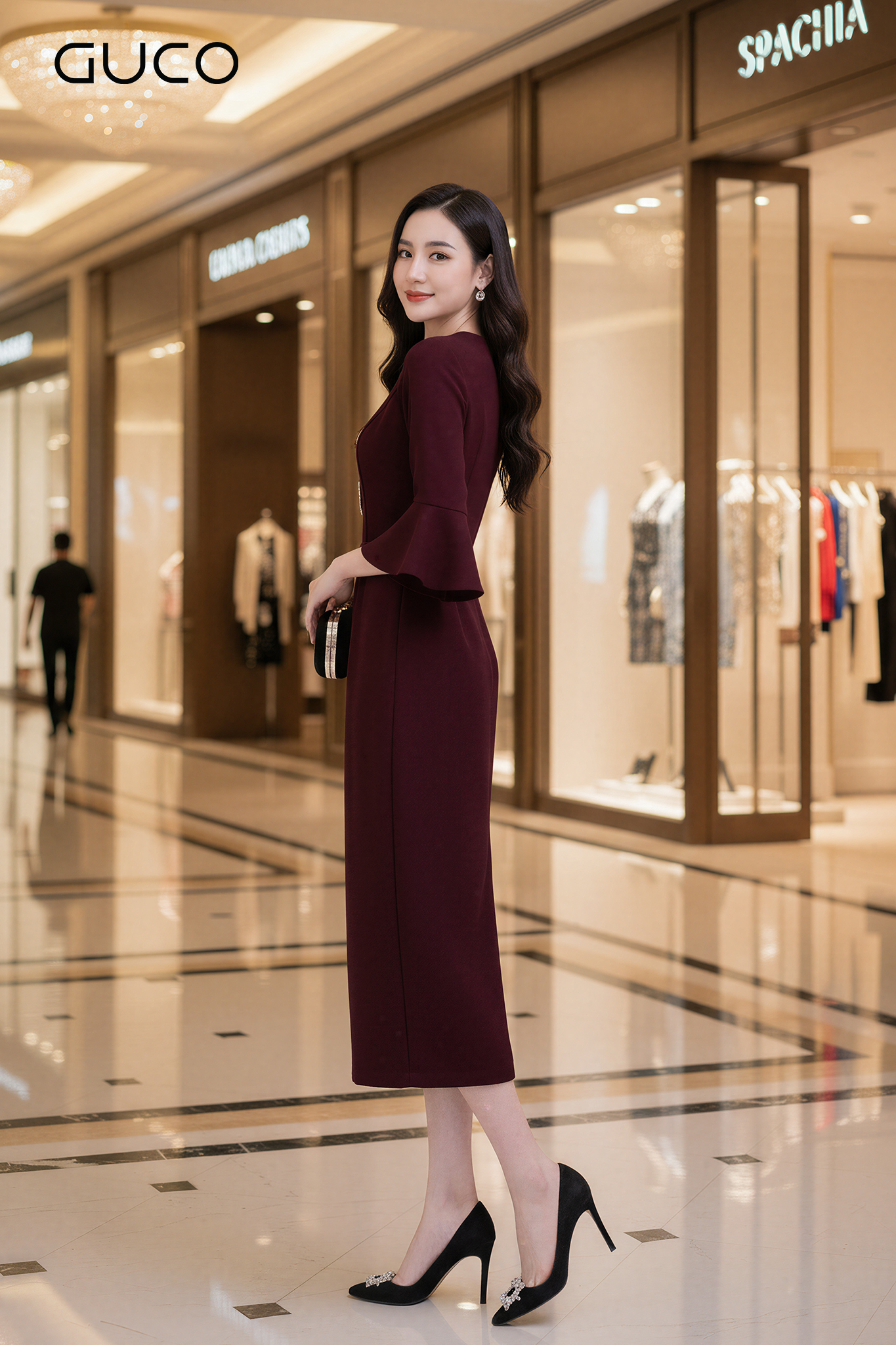 GUCO Đầm Body Đỏ Đô Đính Đá Trái Tim_thumbnail_2