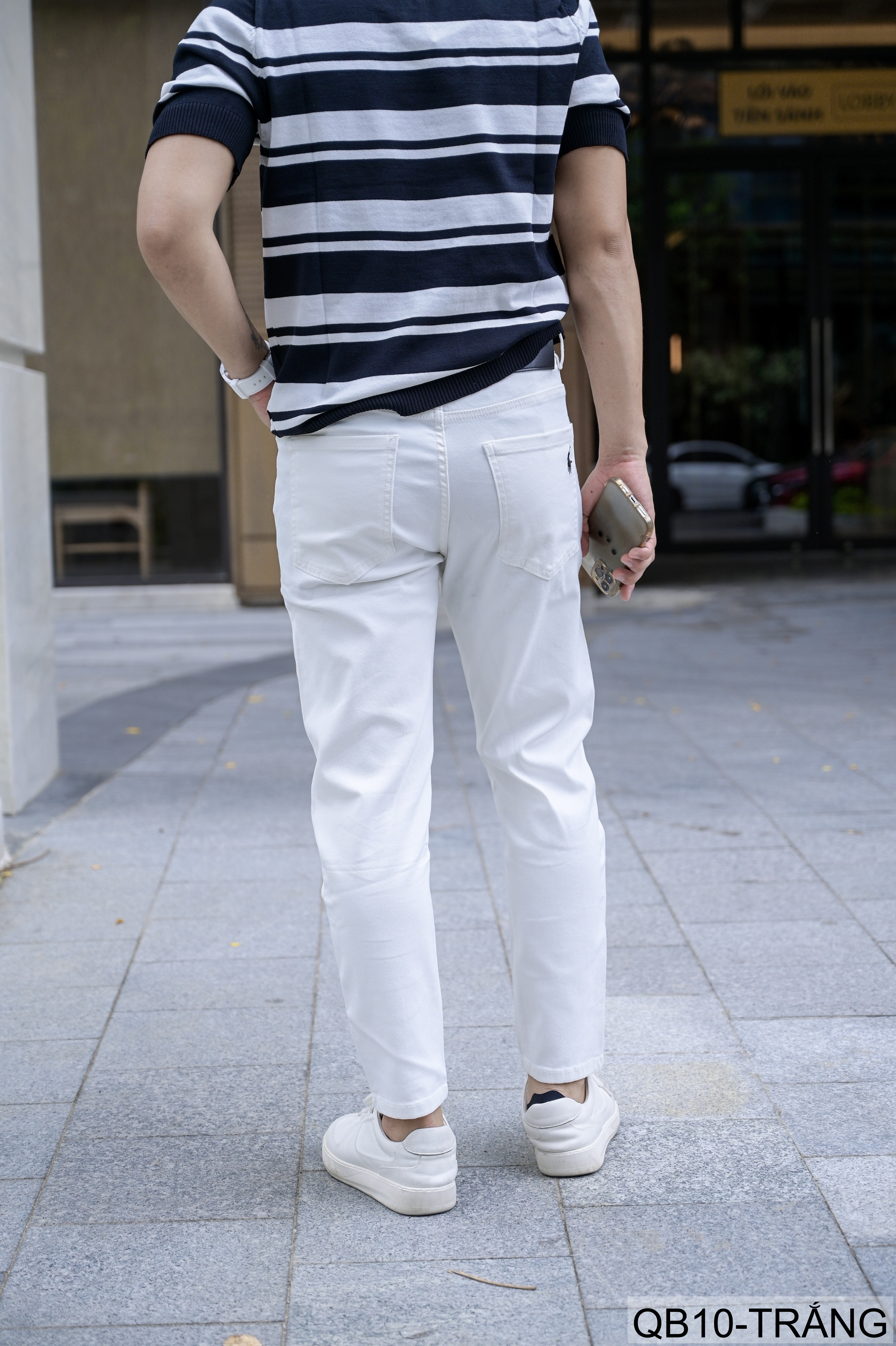 QB10 - Quần jeans nam ống nhỏ co giãn, màu trắng đen, phong cách basic mùa thu_thumbnail_3