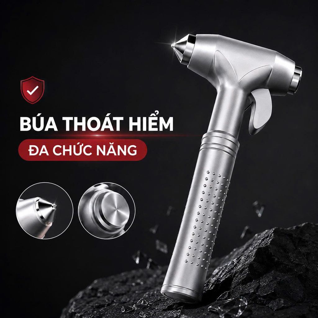 Búa Phá Kính Ô Tô Hợp Kim Vonfram – Búa Thoát Hiểm & Cắt Dây Đai_thumbnail_9