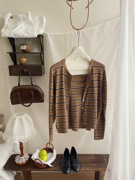 Lucas - Set áo len 2 dây kẻ ngang + áo khoác cardigan kẻ ngang_thumbnail_1