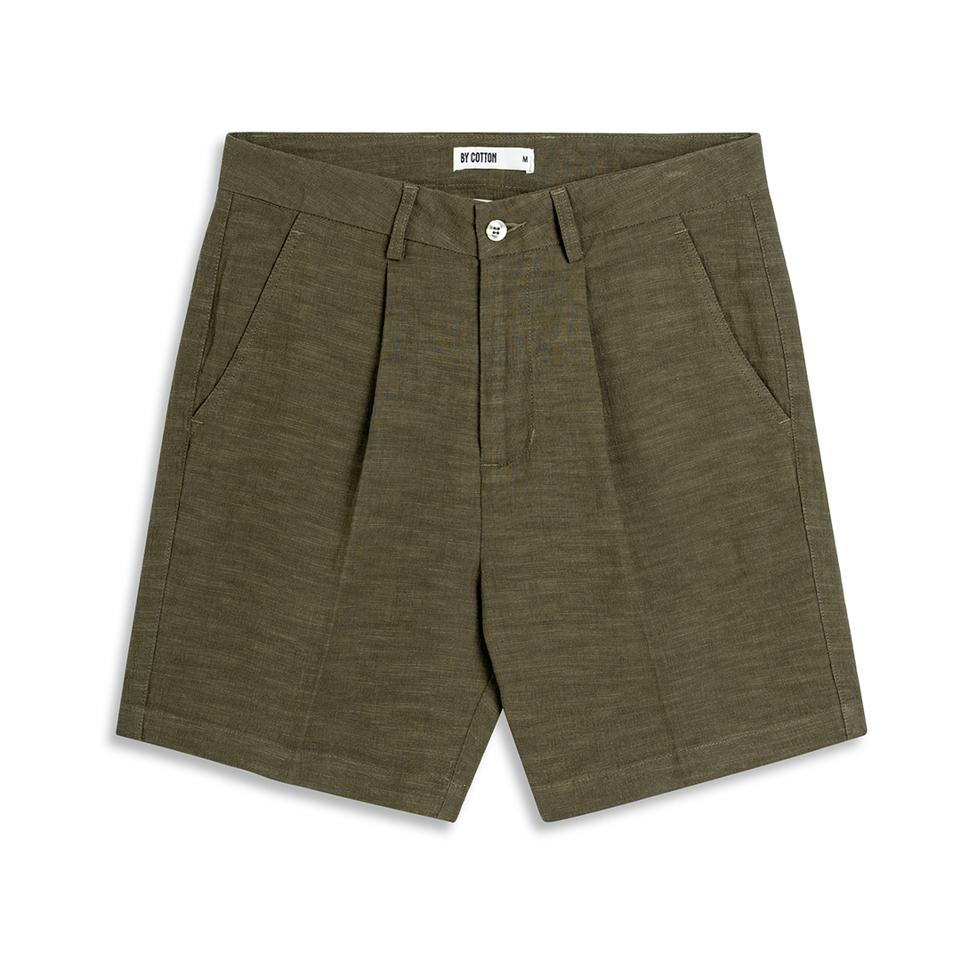Quần Short Sợi Ramie Xếp Ly