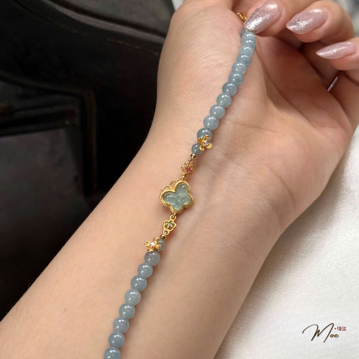 PT222 - Lắc tay Lam ngọc hồ điệp bạc xi vàng_thumbnail_3