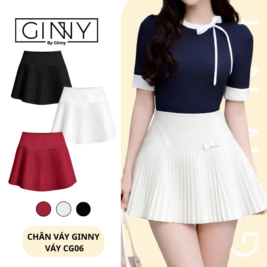 Chân váy dập ly đính nơ CG-06