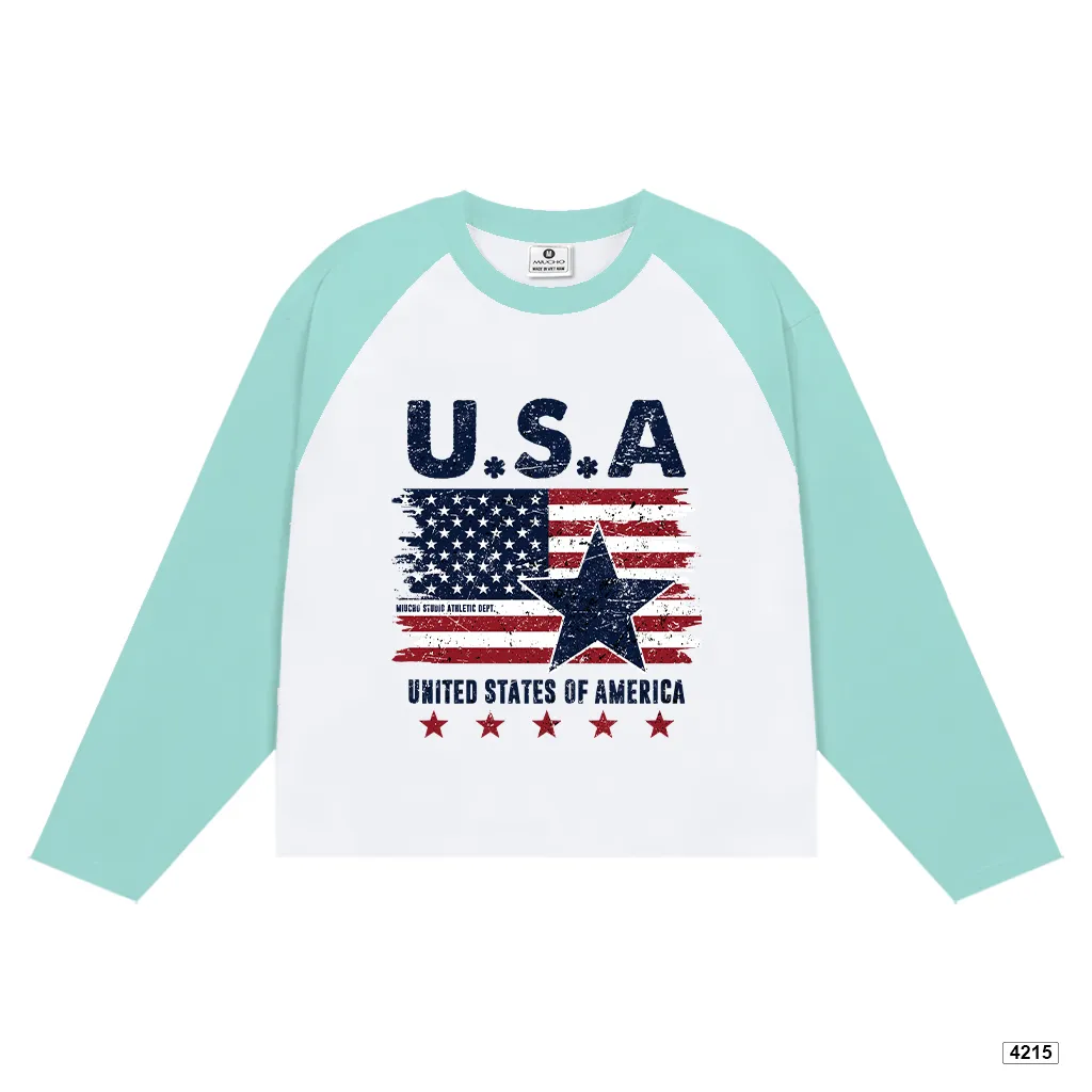 Áo thun boxy tay dài phối raglan chất đường phố Miucho 4215_thumbnail_9