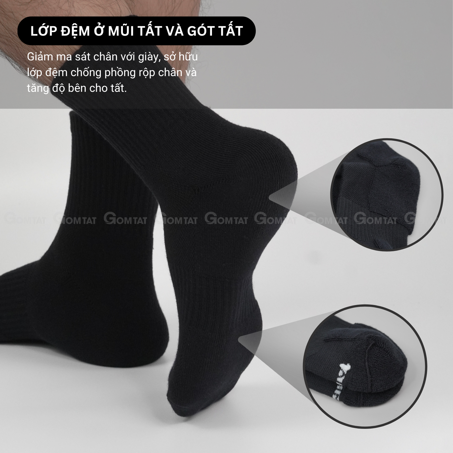 Combo tất trơn nam nữ GOMTAT có đệm xù êm chân, sợi cotton dày dặn, khử mùi kháng khuẩn - STA-5009_thumbnail_2