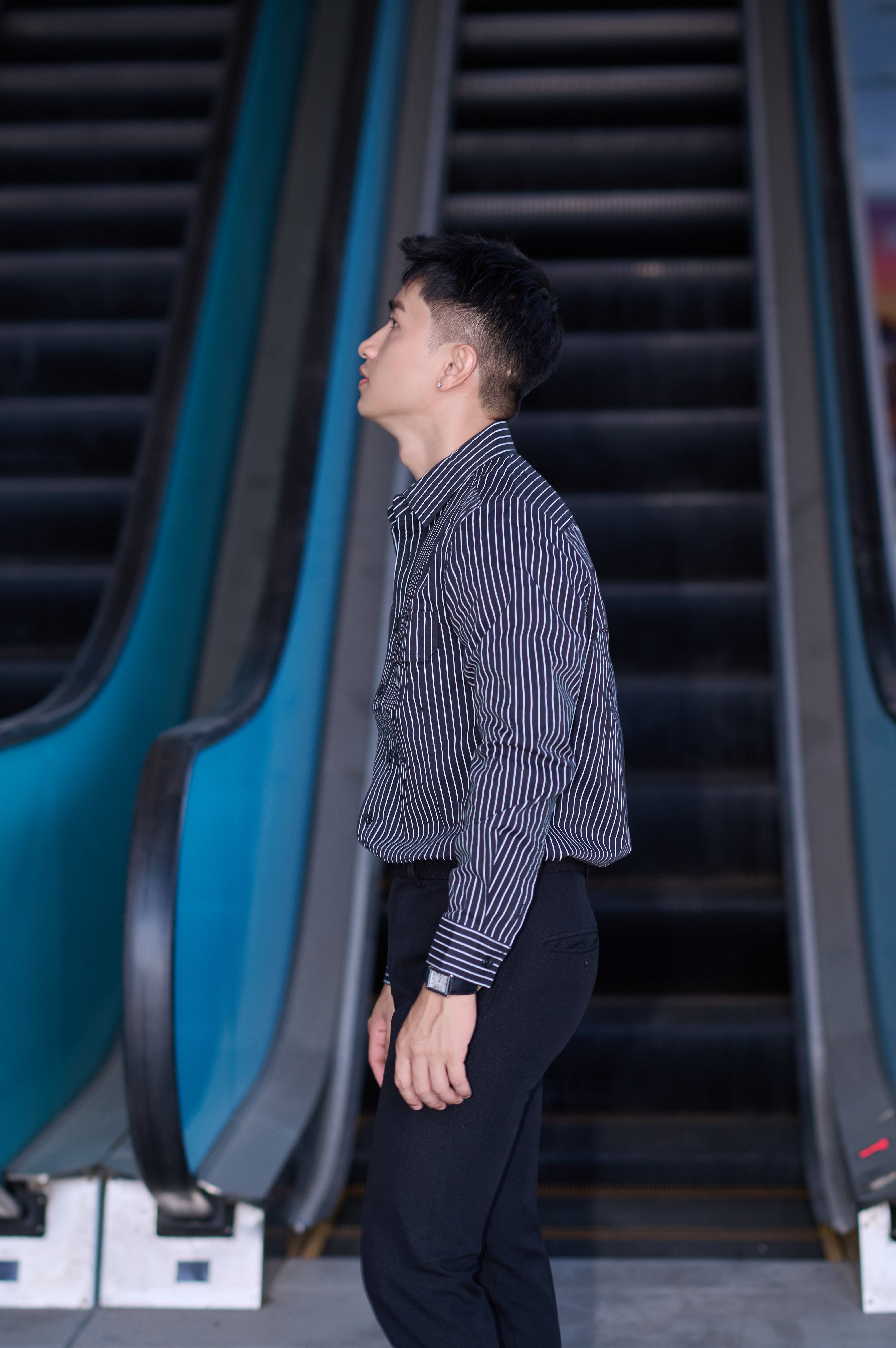 SA95 - Áo sơ mi nam dài tay sọc dọc phong cách Nhật Bản form rộng, chất cotton 100%, phối màu trắng đen_thumbnail_9