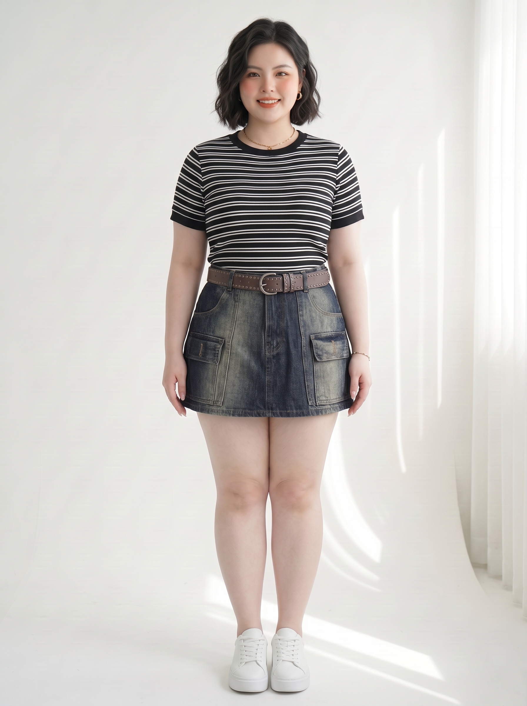 Quần Giả Váy Jean Túi Hộp Bigsize Lưng Cao Dáng A - Xanh Đậm, Xanh Nhạt - Vừa 55–90kg - T-QVJ2125_thumbnail_2