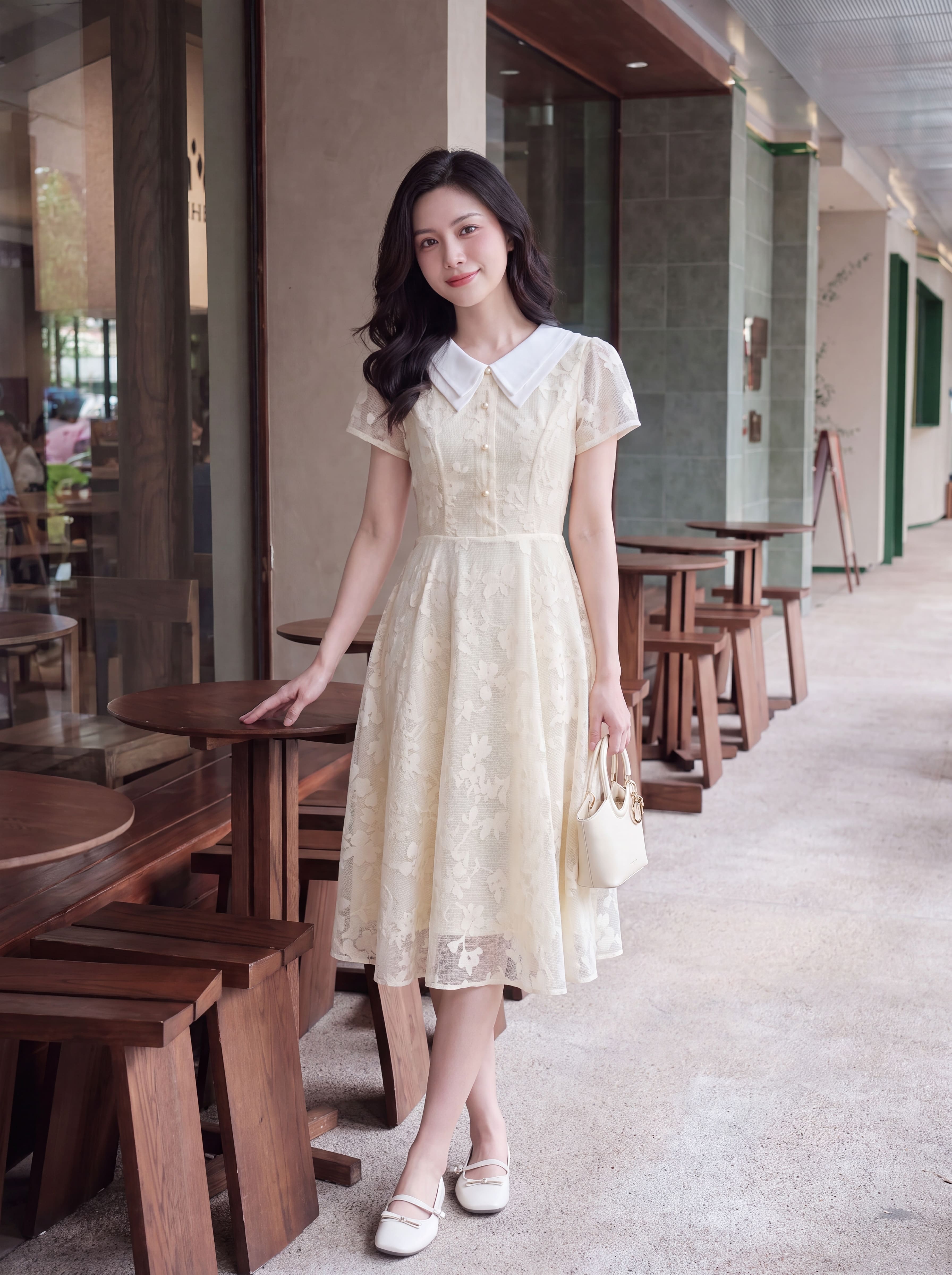 Váy ren cộc tay 2 lá cổ 606006_thumbnail_1