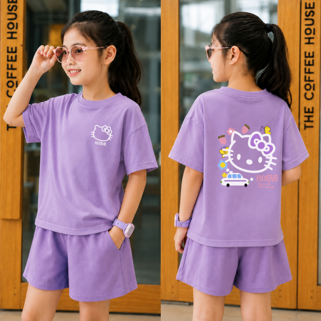Set bộ thun bé gái in hình Hello Kitty và Kuromi - Kids SB001_thumbnail_2