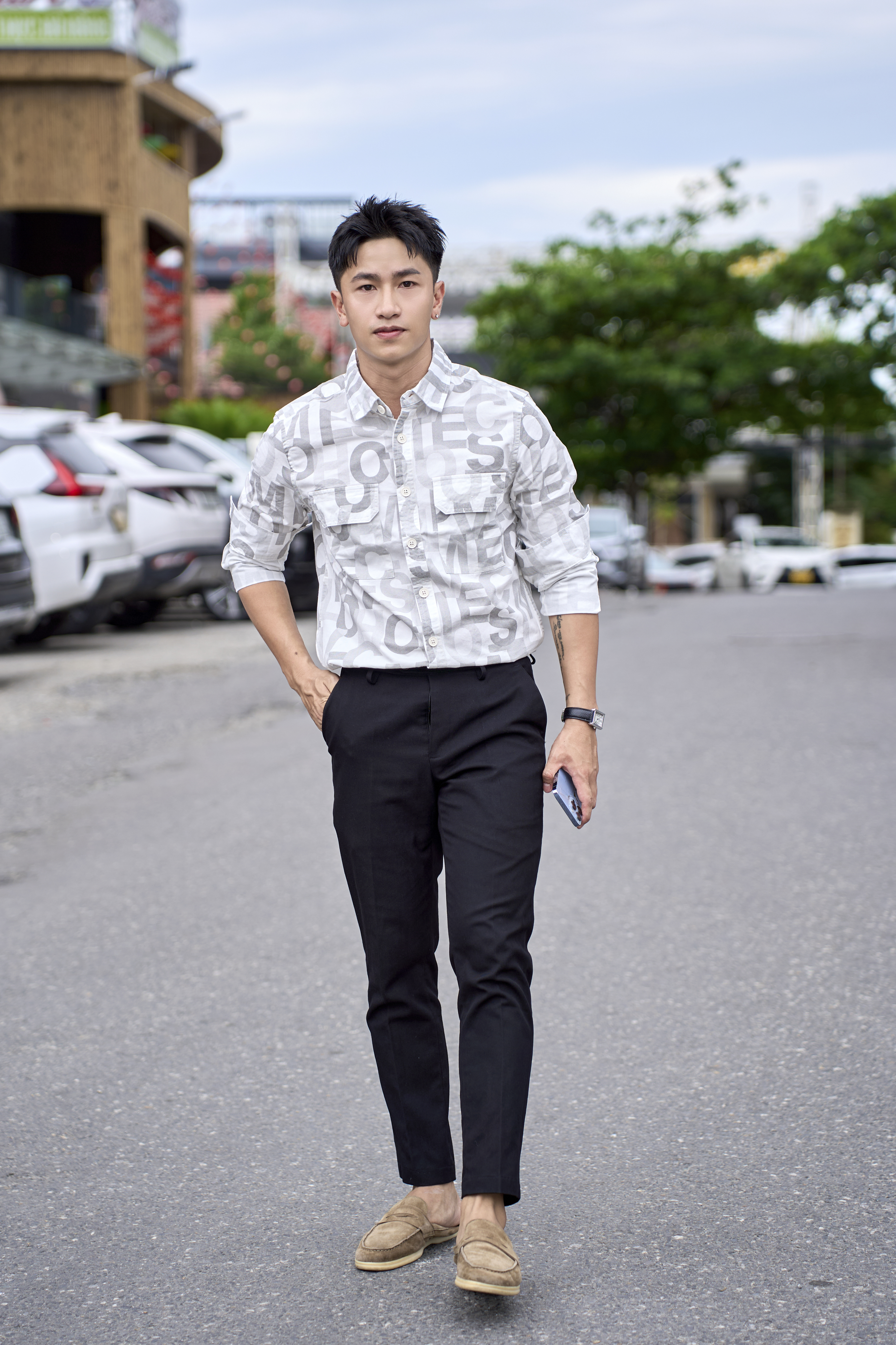 SA120 - Áo Sơ Mi Nam Tay Dài Phong Cách Nhật Bản In Chữ Mẫu Quả Mơ Trắng Chất Cotton Mềm Mại_thumbnail_4