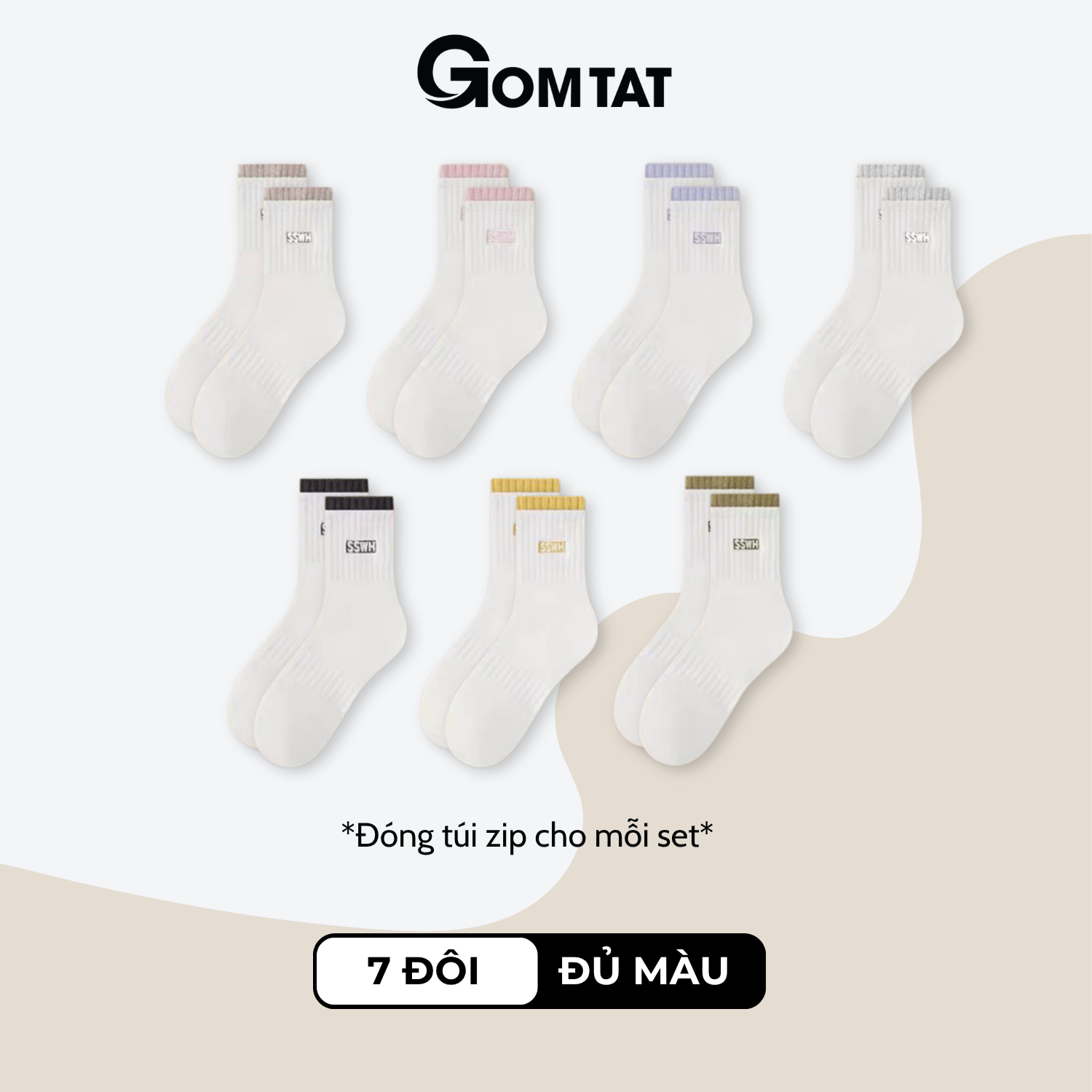 Set 7 đôi tất nữ cổ cao 7 màu GOMTAT, combo vớ nữ full tuần chất cotton mềm mịn, chống mùi - OAS-1708-CB7_thumbnail_1