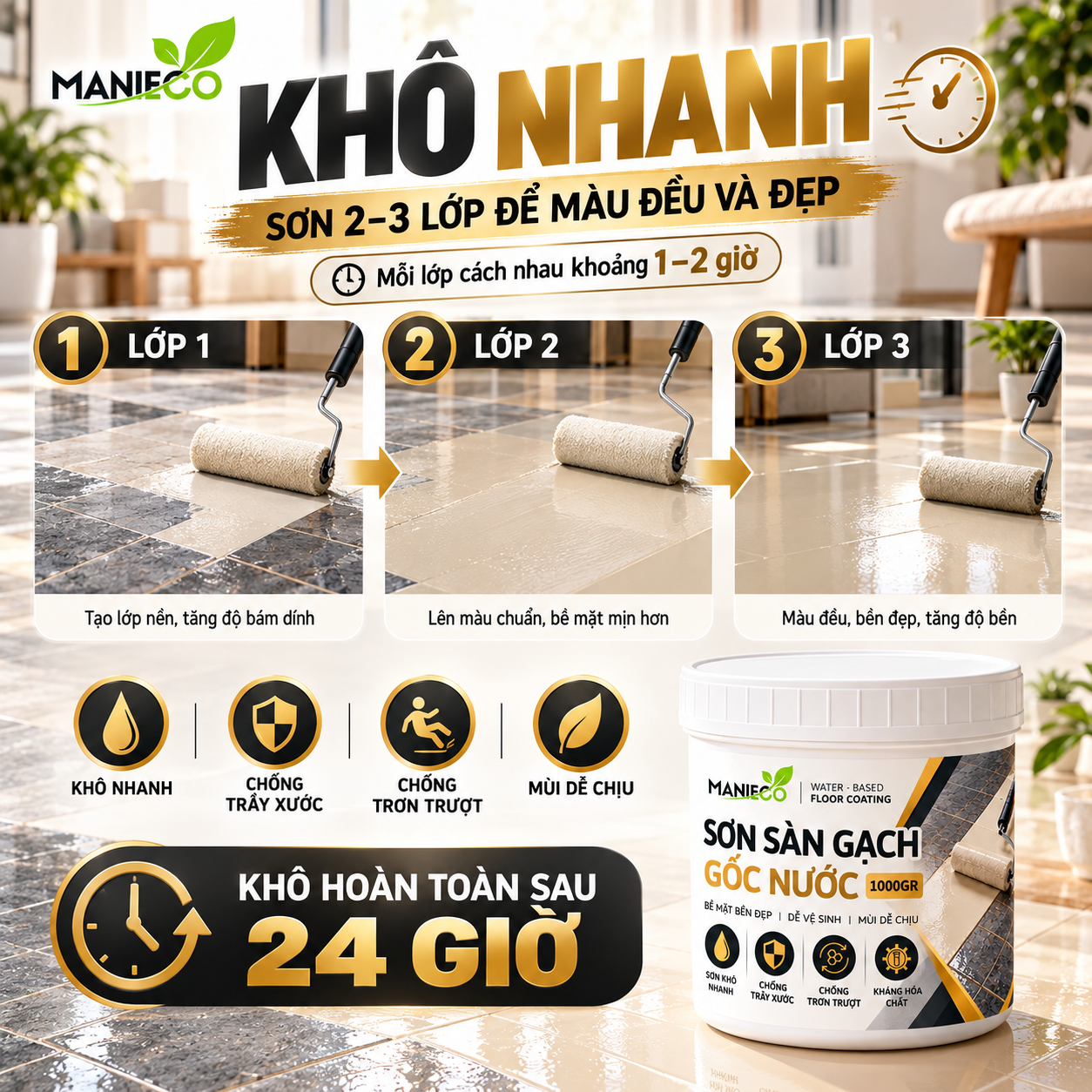 Sơn Gạch, Sàn Đa Năng, Sơn Trên Các Bề Mặt Sàn Gỗ, Gạch, Đá, Xi Măng, Sơn Gốc Nước An Toàn, Mùi Dễ Chịu. Dung Tích 1KG = 5-6m2_thumbnail_8