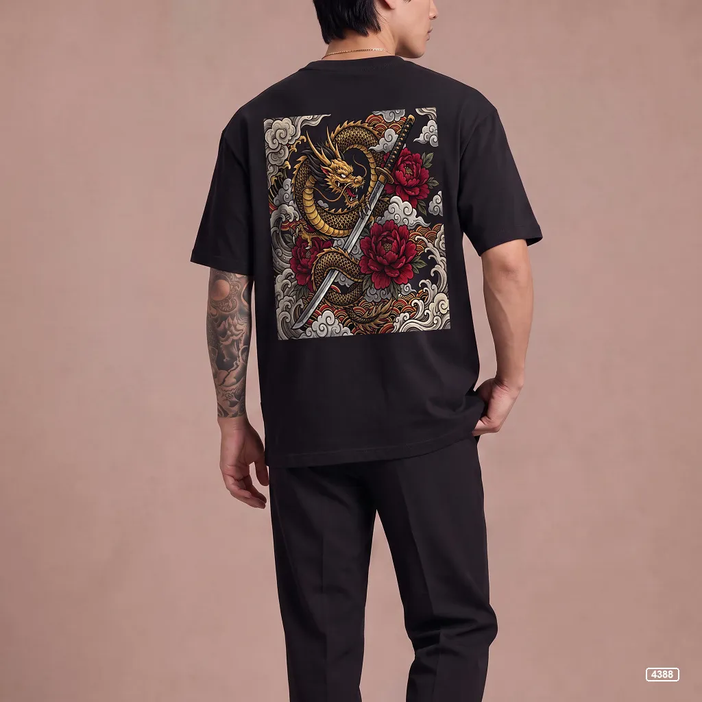 Áo thun nam dragon rose form rộng TeePrint 4388_thumbnail_8
