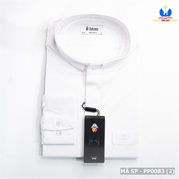Áo sơ mi cổ côn dài tay màu trắng XL X 8C