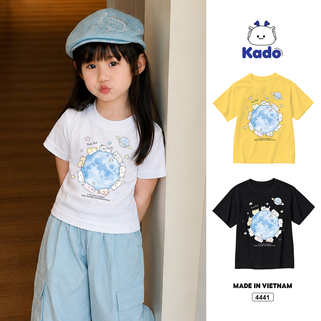 Áo thun bé gái form rộng mặt trăng Kado 4441