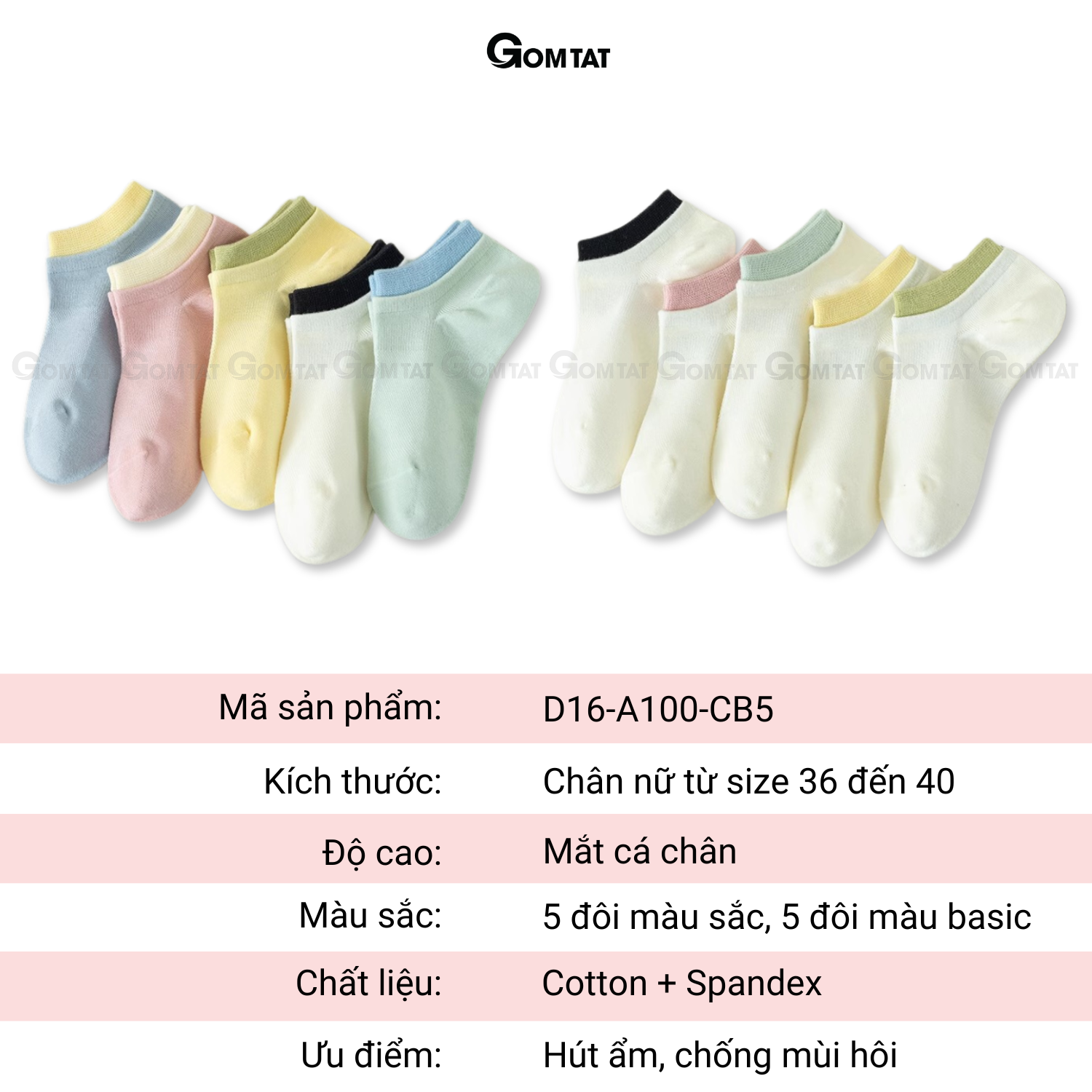 Combo tất cổ ngắn nữ GOMTAT cotton mềm mại XIN-A100_thumbnail_9