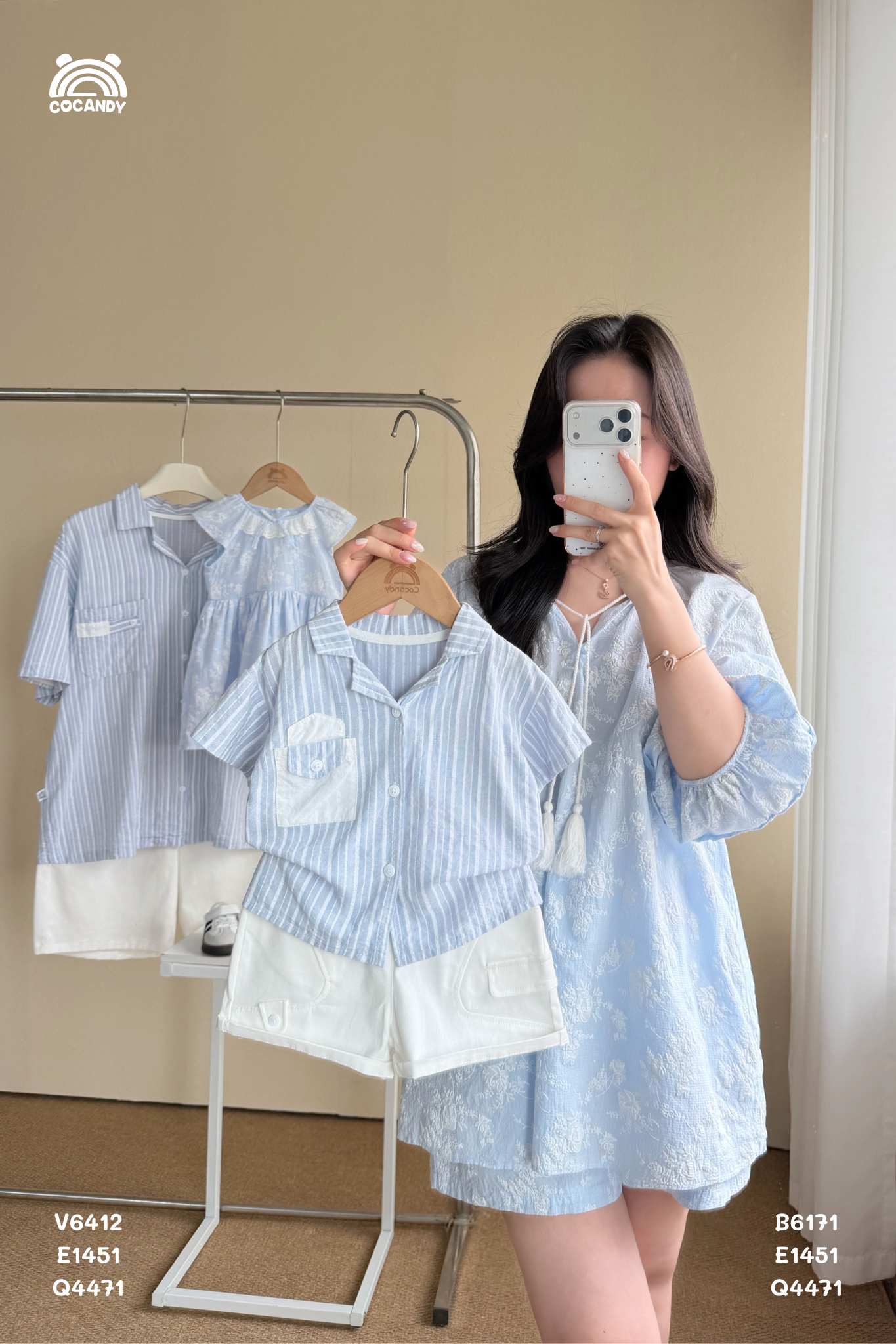 Bộ cộc XANH cổ xẻ V xếp ly NỮ_thumbnail_2