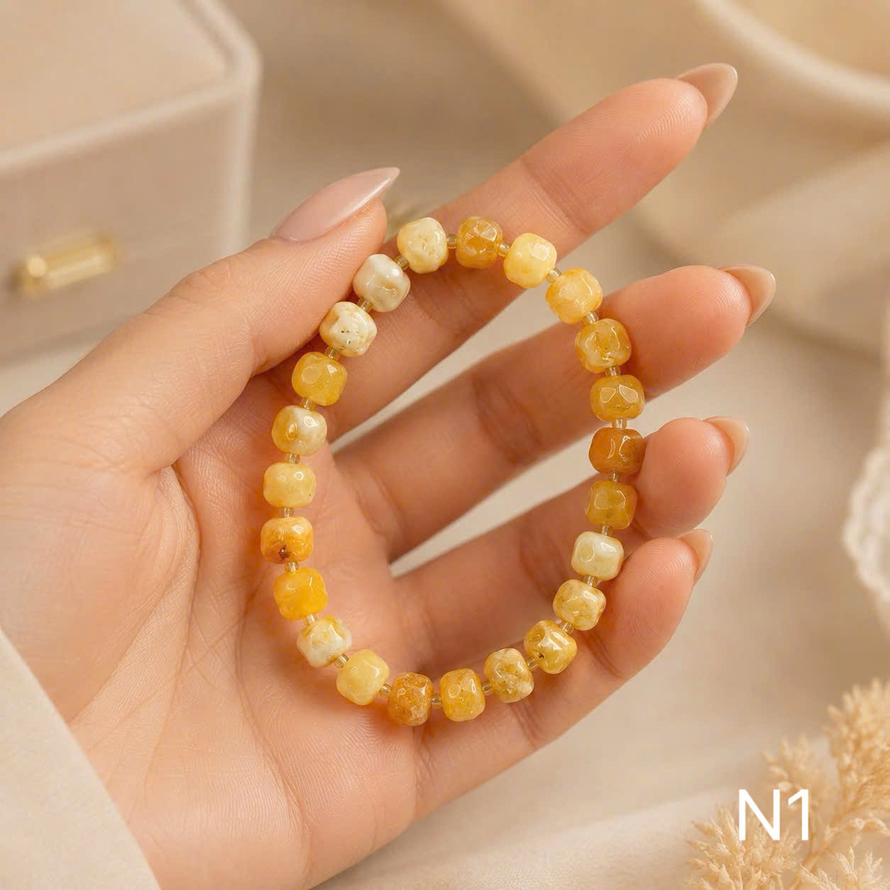Vòng Tay Hổ Phách Bạch Thô  - Mã N1_thumbnail_3