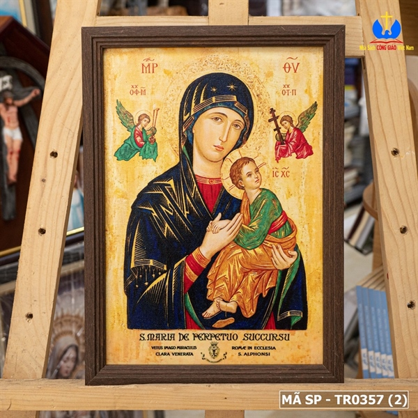 Tranh Đức Mẹ Hằng Cứu Giúp 25x35cm khung Hàn Quốc