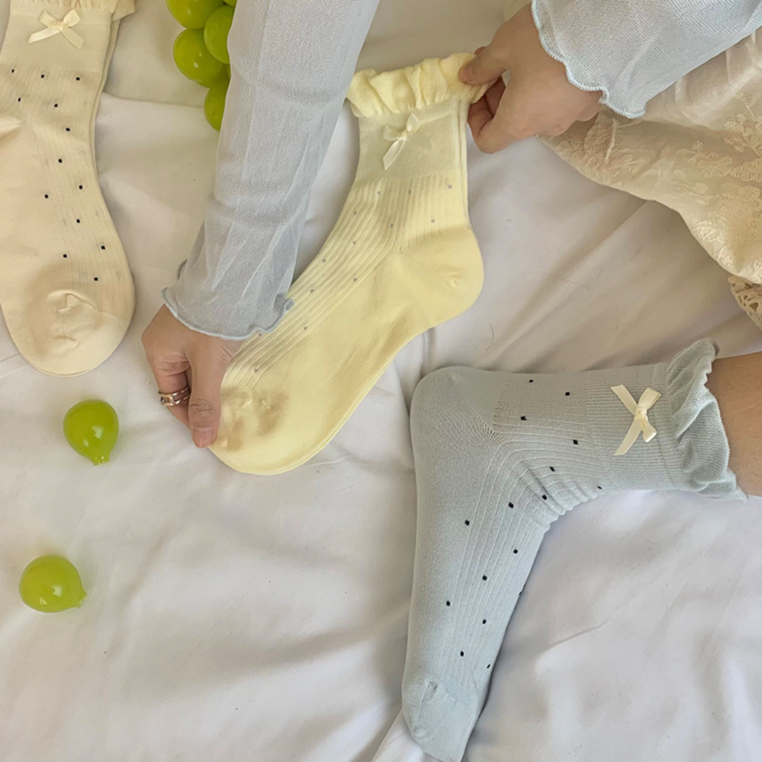 Set 5 đôi tất lolita phối nơ GOMTAT, vớ nữ phối nơ họa tiết chấm bi phong cách Hàn Quốc hot trend - ZFK-B011-CB5_thumbnail_7