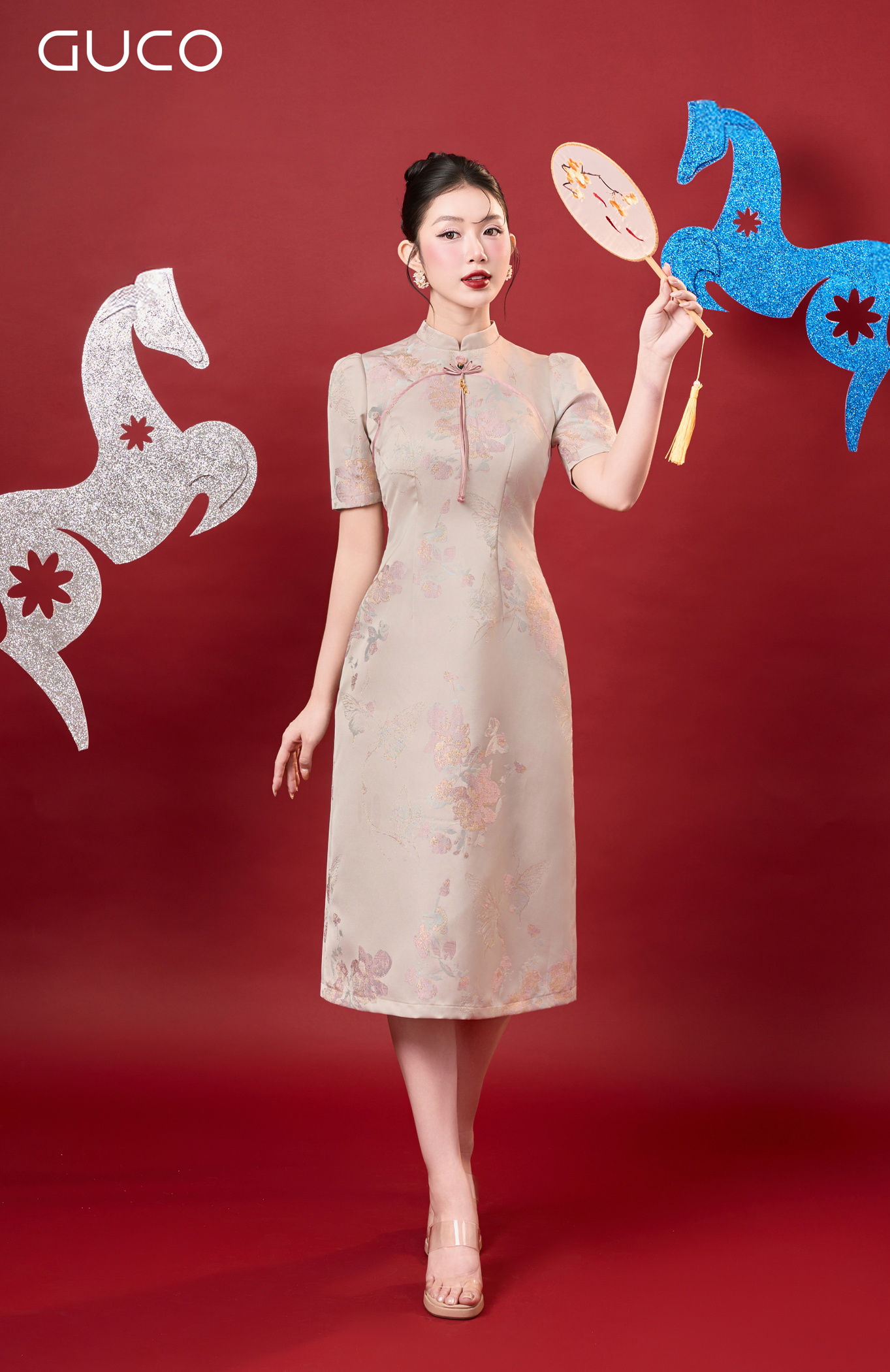 ĐẦM  A GẤM HOA CỔ TÀU - HOA  KEM 5050_thumbnail_3