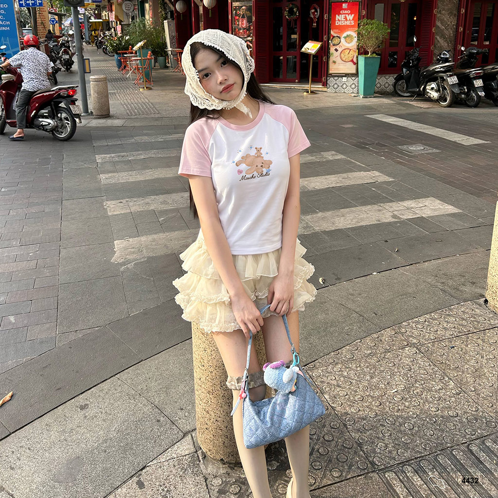Áo baby tee form ôm nữ lovely bear Miucho 4432_thumbnail_5