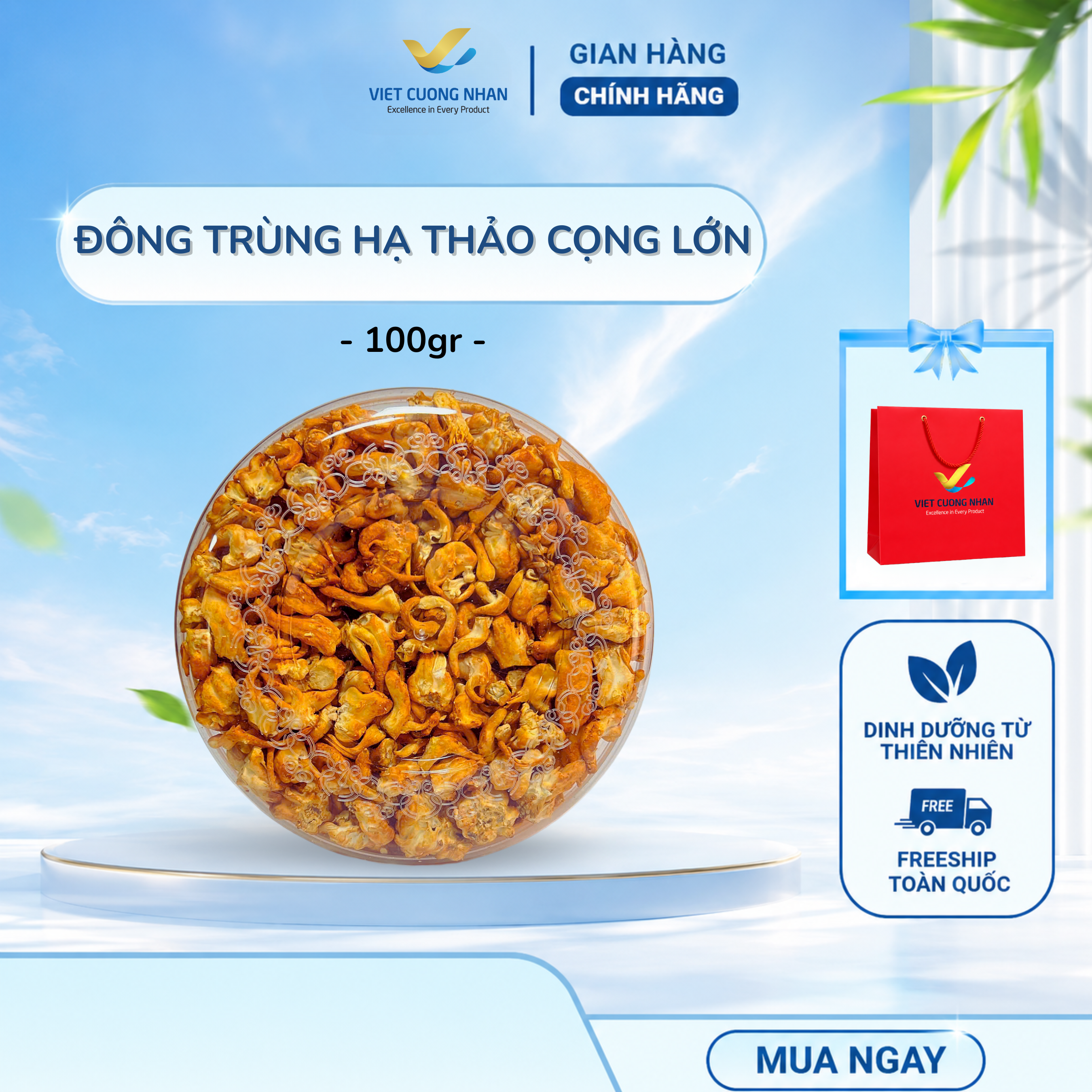 [D29] NẤM ĐÔNG TRÙNG HẠ THẢO CỌNG LỚN- HỘP 100GR